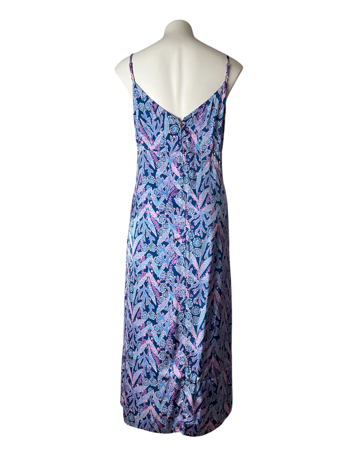Lilly Pulitzer Keana Satin Midi Slip Dress Barton Blue Star Gazing - Size 12