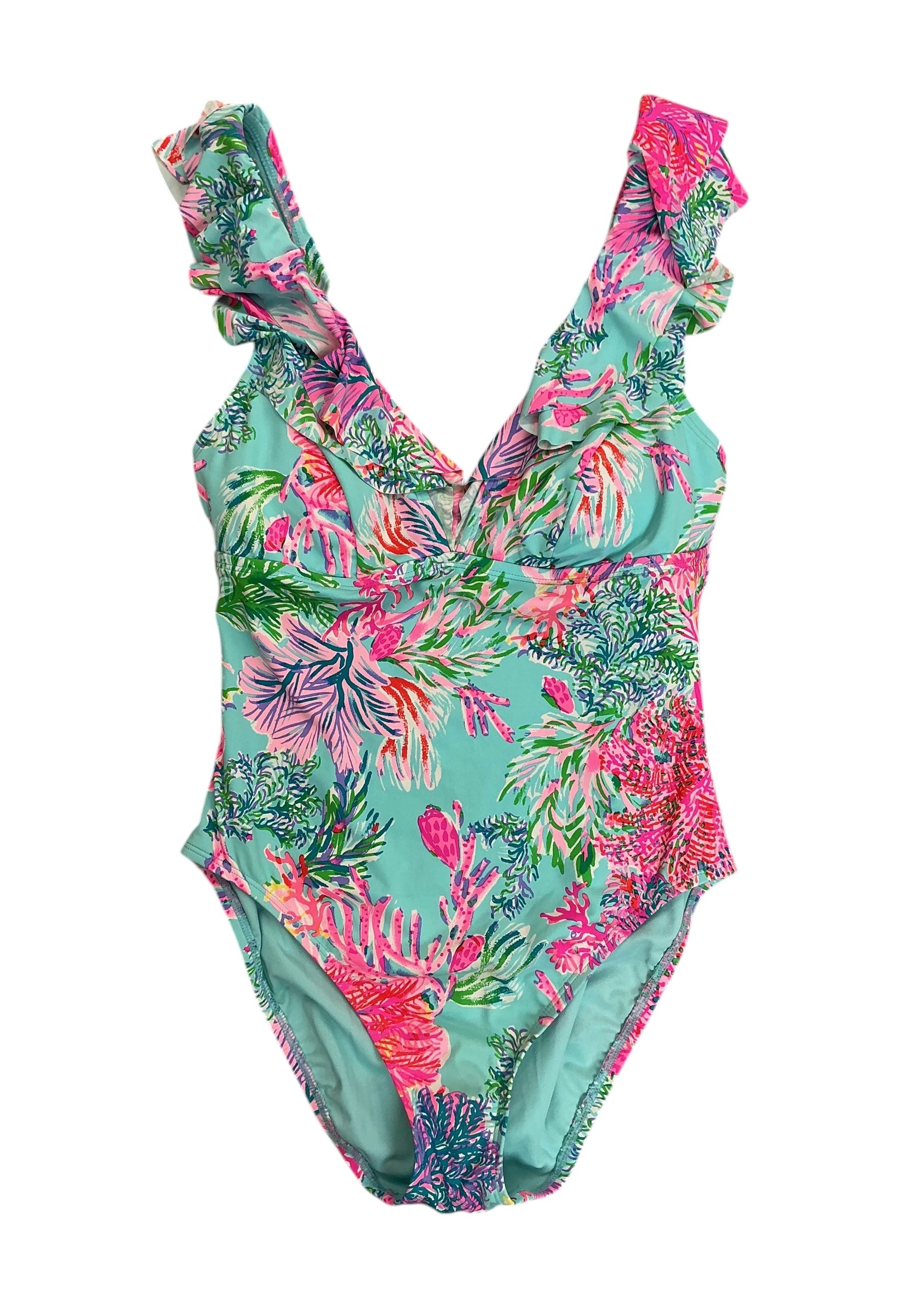 Lilly Pulitzer Huey Ruffle One-Piece Swimsuit Cay To My Heart - Size 6