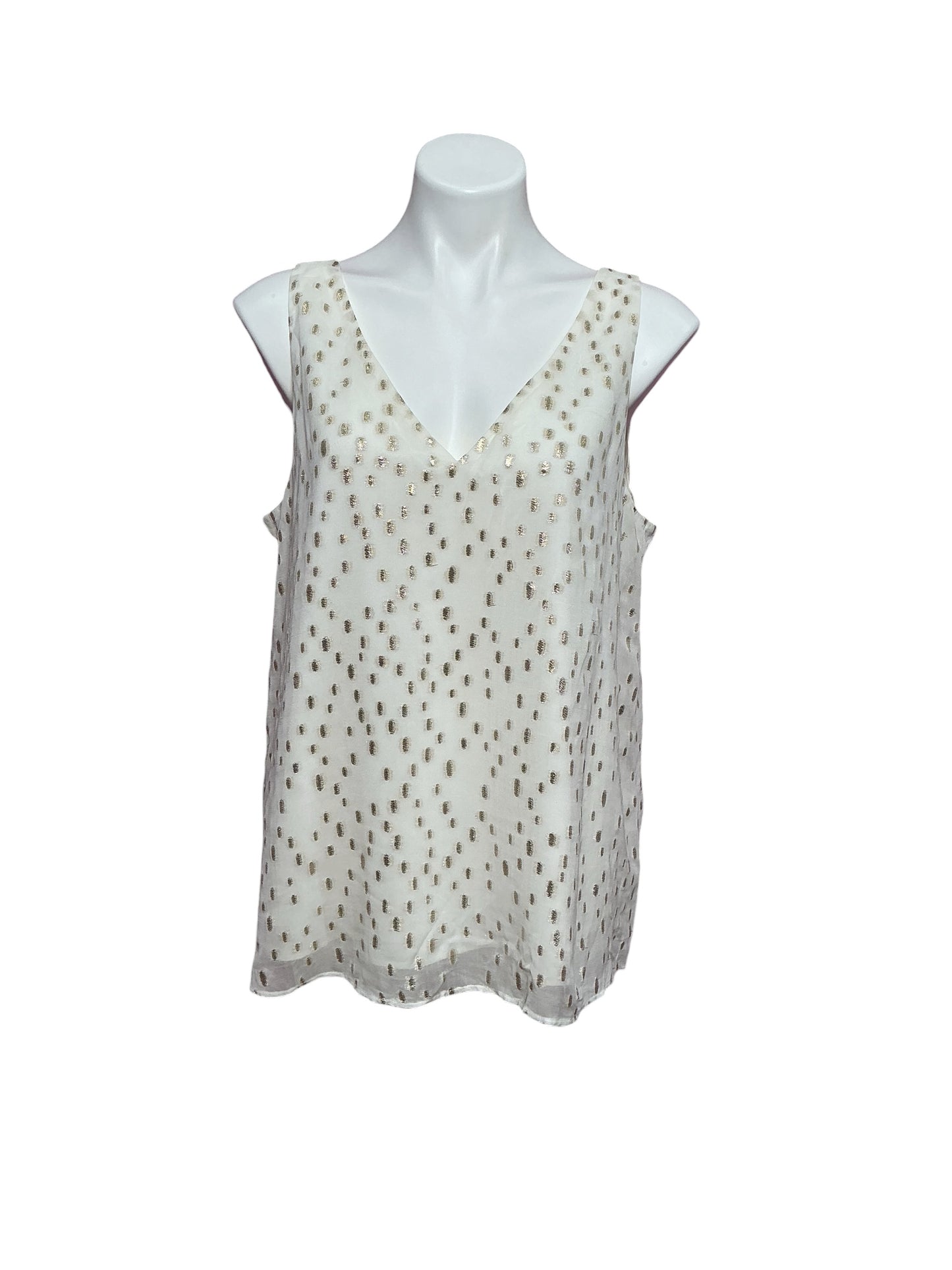 Lilly Pulitzer NWT Florin Straight Hem Top, Coconut- Viscose Metallic Clip Size L