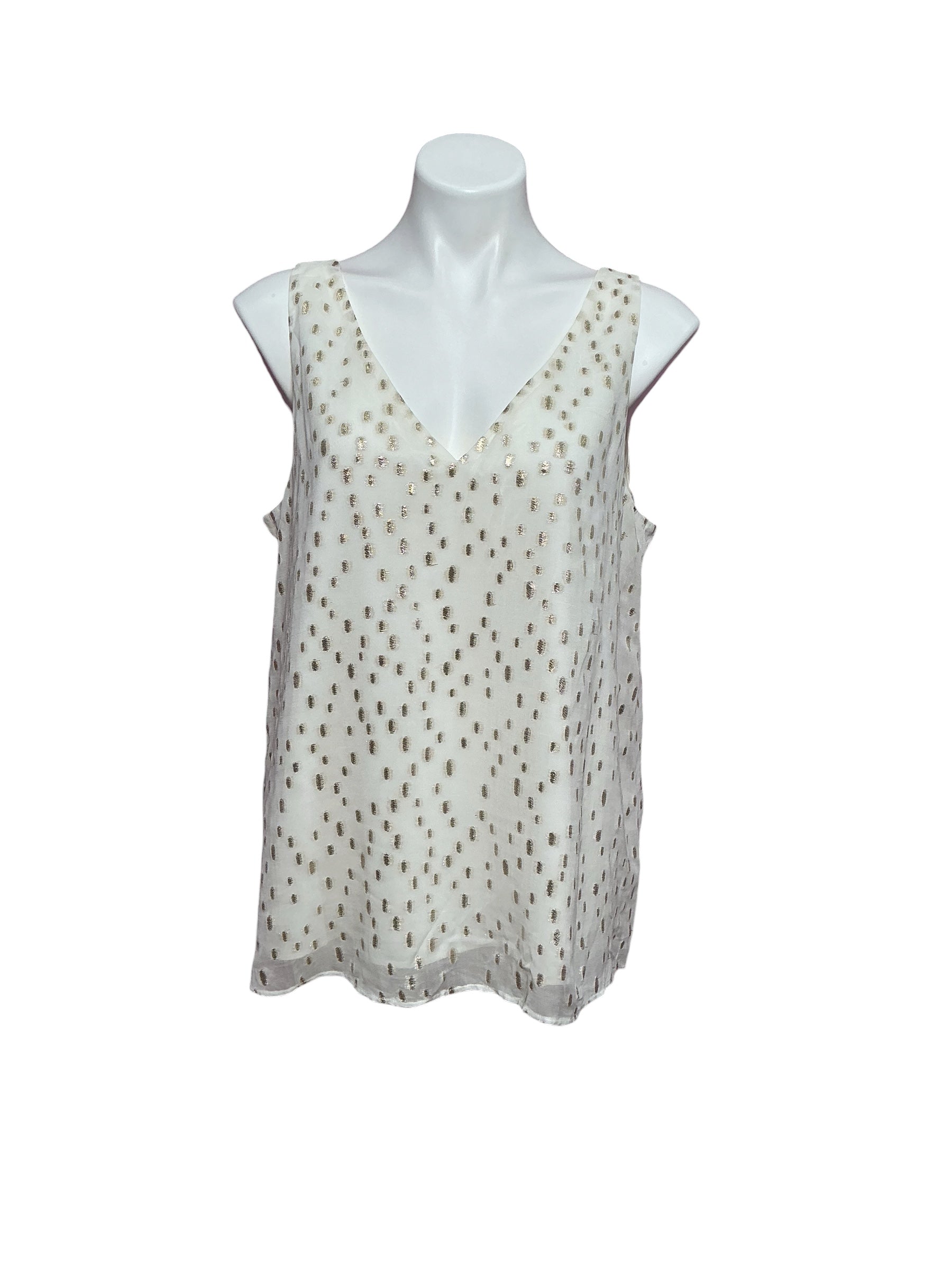 Lilly Pulitzer NWT Florin Straight Hem Top, Coconut- Viscose Metallic Clip Size L
