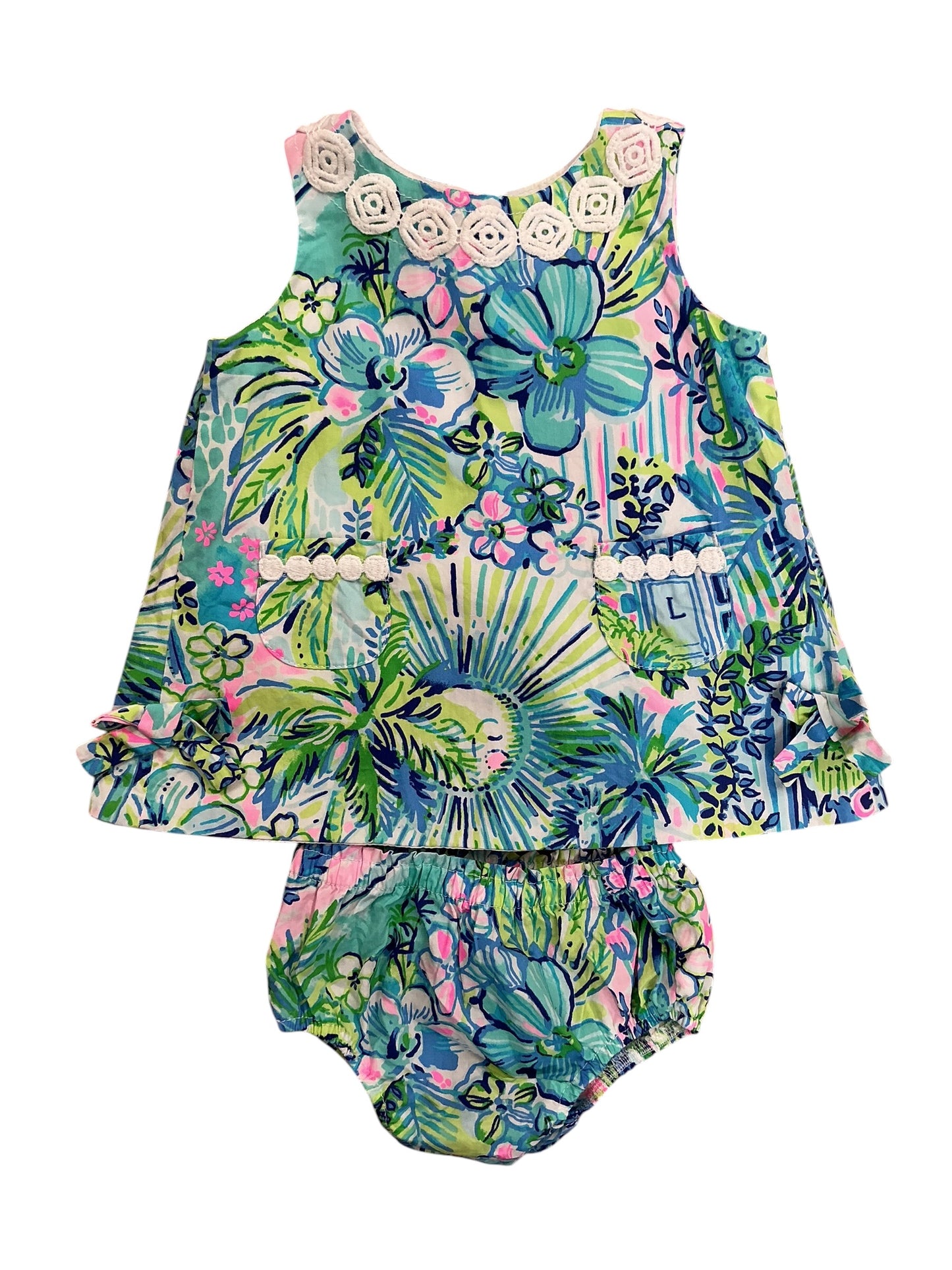 Lilly Pulitzer Kids Girls 2PC Set Baby Lilly Shift Dress Lilly’s House - Size 3-6 MO