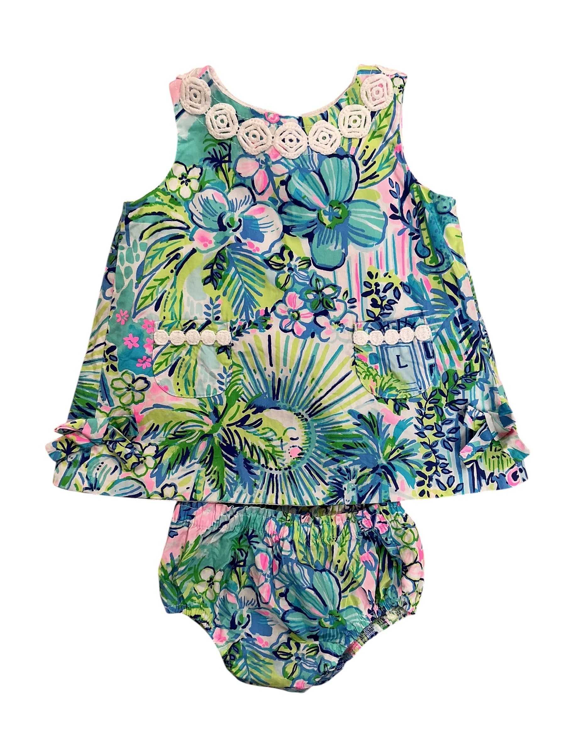 Lilly Pulitzer Kids Girls 2PC Set Baby Lilly Shift Dress Lilly’s House - Size 3-6 MO