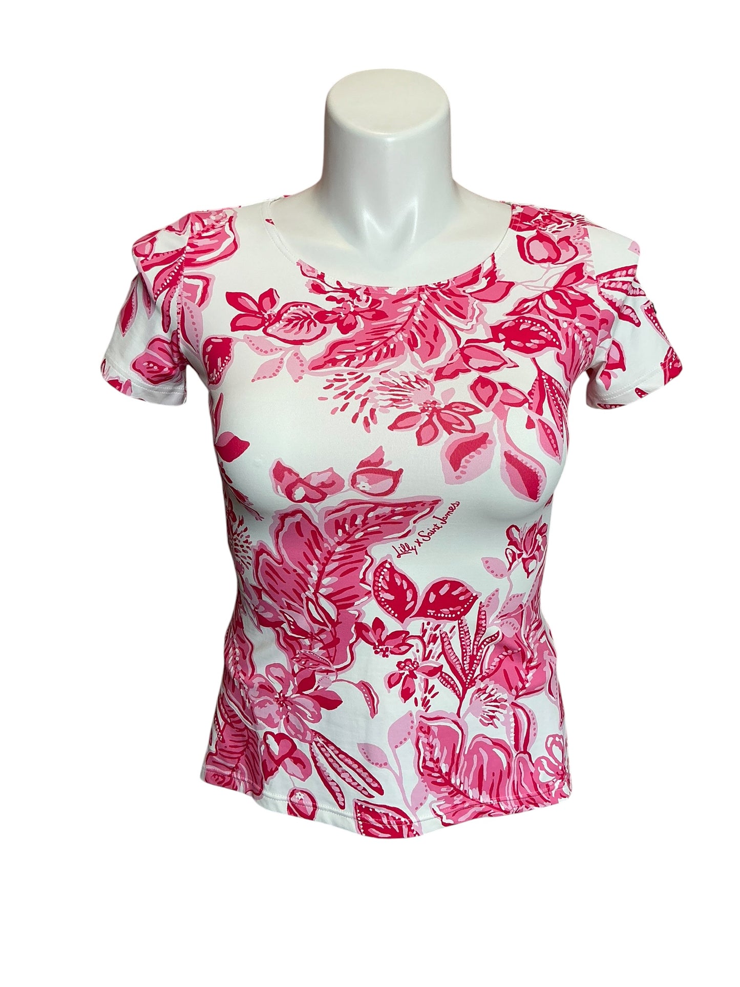 Lilly Pulitzer x Saint James Garde Cote MC Top Rose Soleil Allover - Size 8