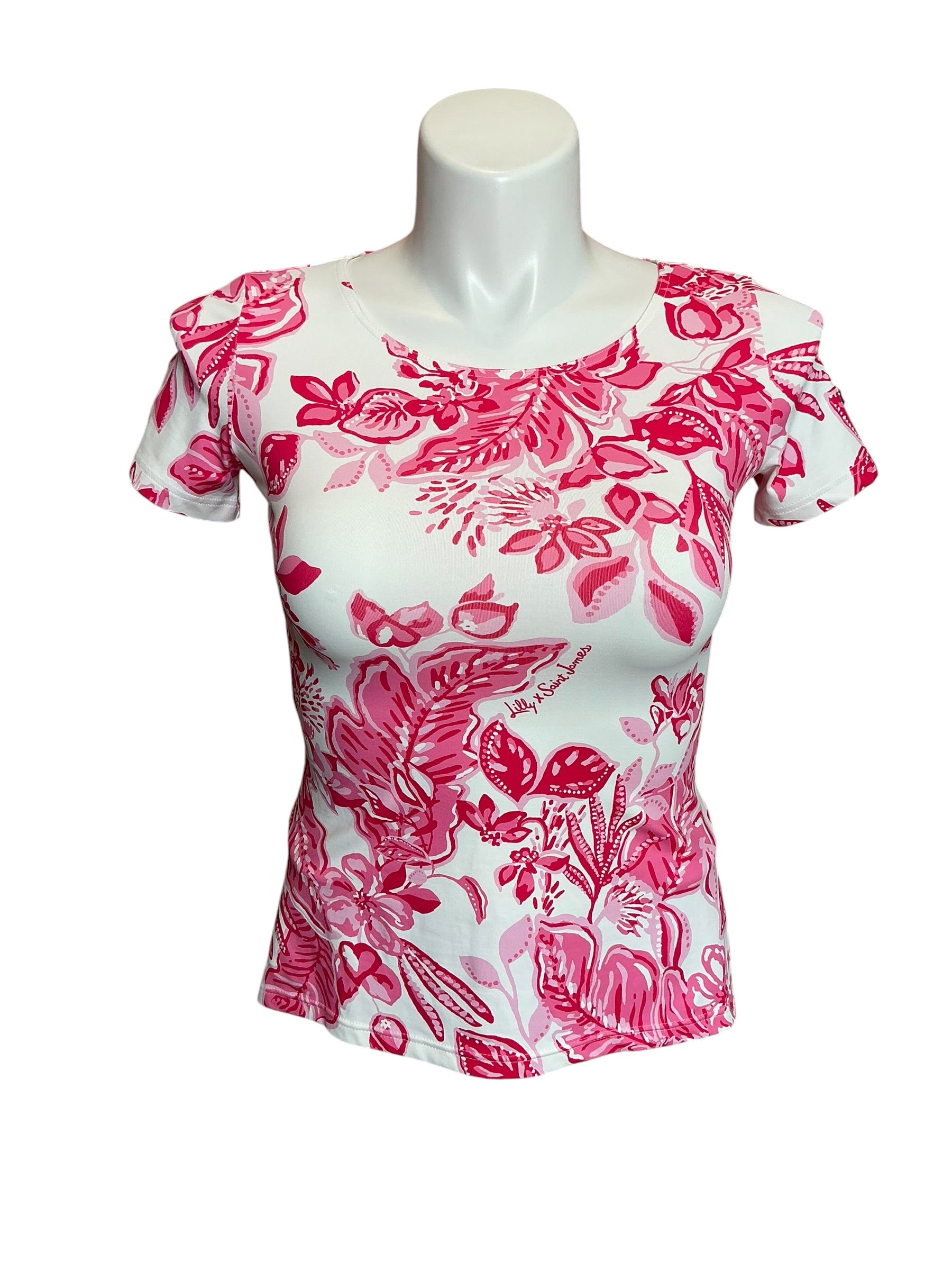 Lilly Pulitzer x Saint James Garde Cote MC Top Rose Soleil Allover - Size 8