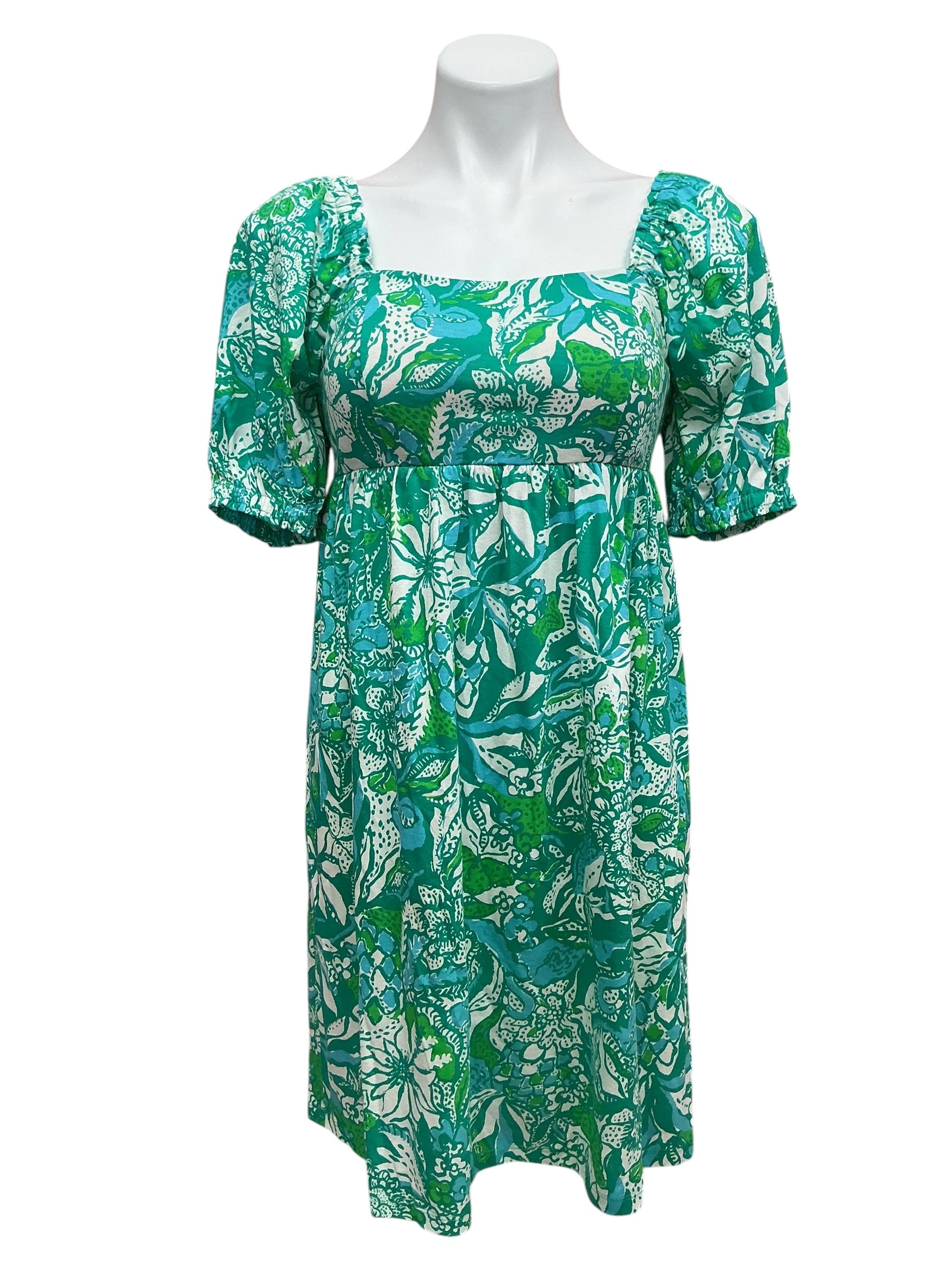 Lilly Pulitzer Delaney Short Sleeve Dress Botanical Green Safari Sangria - Size 2