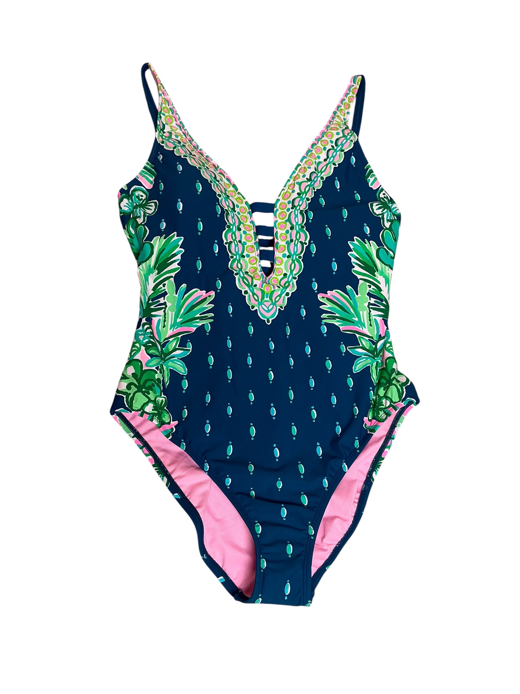 Lilly Pulitzer NWT Jasper One-Piece Macaw Blue Coconut Row Engineered - Size 12