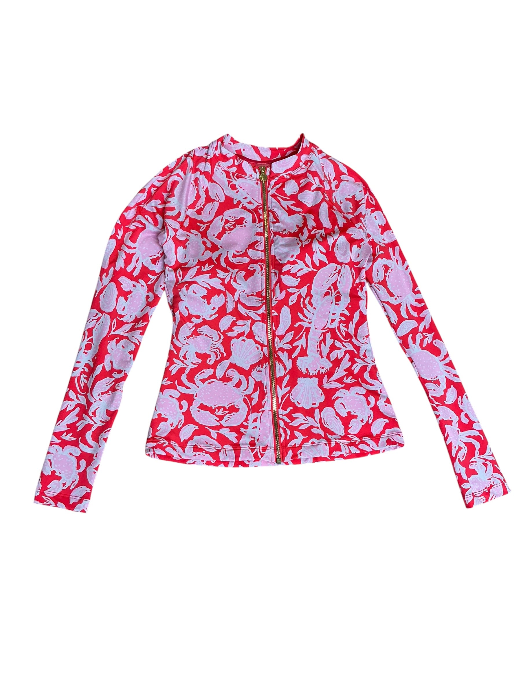 Lilly Pulitzer NWT Royden Rash Guard Top UPF 50+ Cane Coral Crab Collab - Size 6