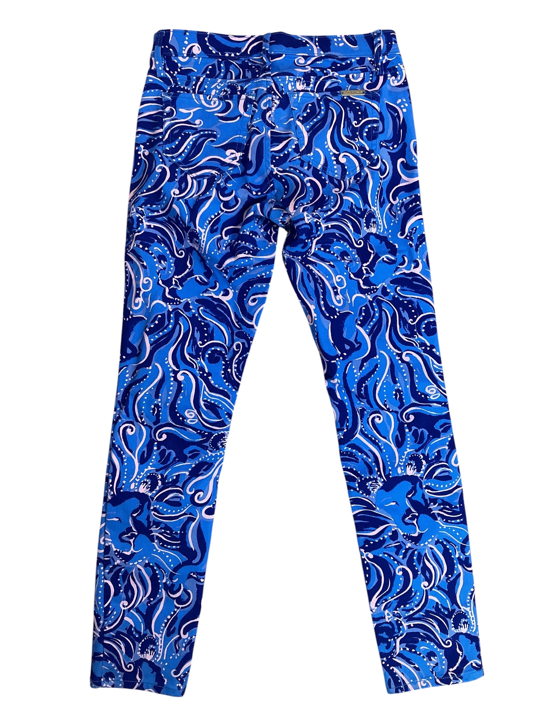 Lilly Pulitzer NWT South Ocean Skinny Crop Pants Coastal Blue Whispurr - Size 2