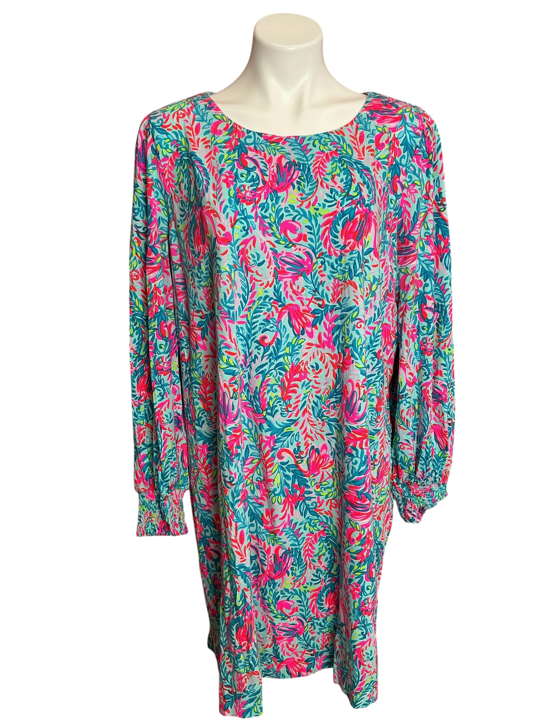 Lilly Pulitzer Diann Long Sleeve Dress Feeling Fintastic - Size XXL