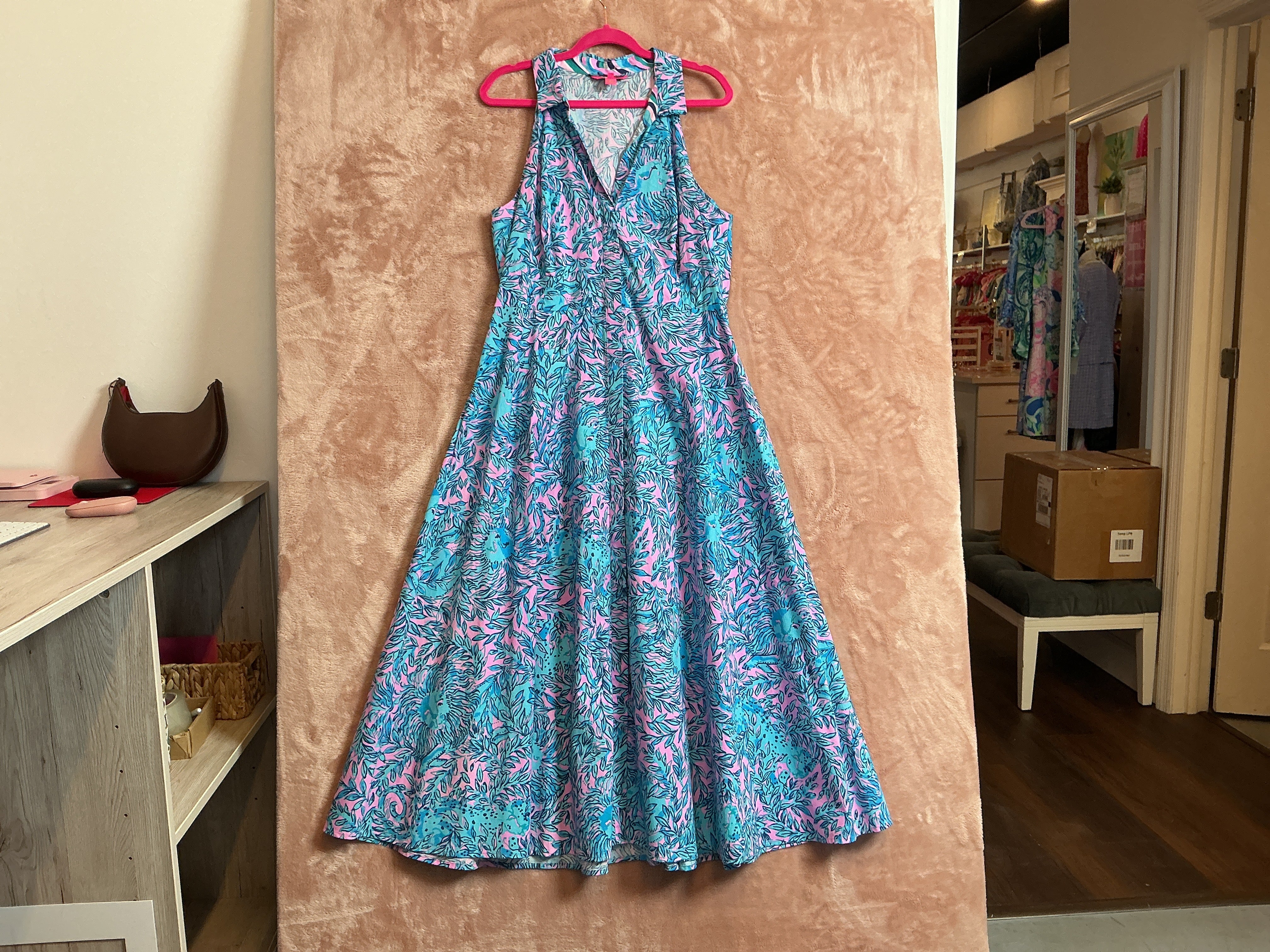 Lilly Pulitzer NWT Chrisella Stretch Shirtdress Bermuda Blue You Grow Girl Engineered - Size 16