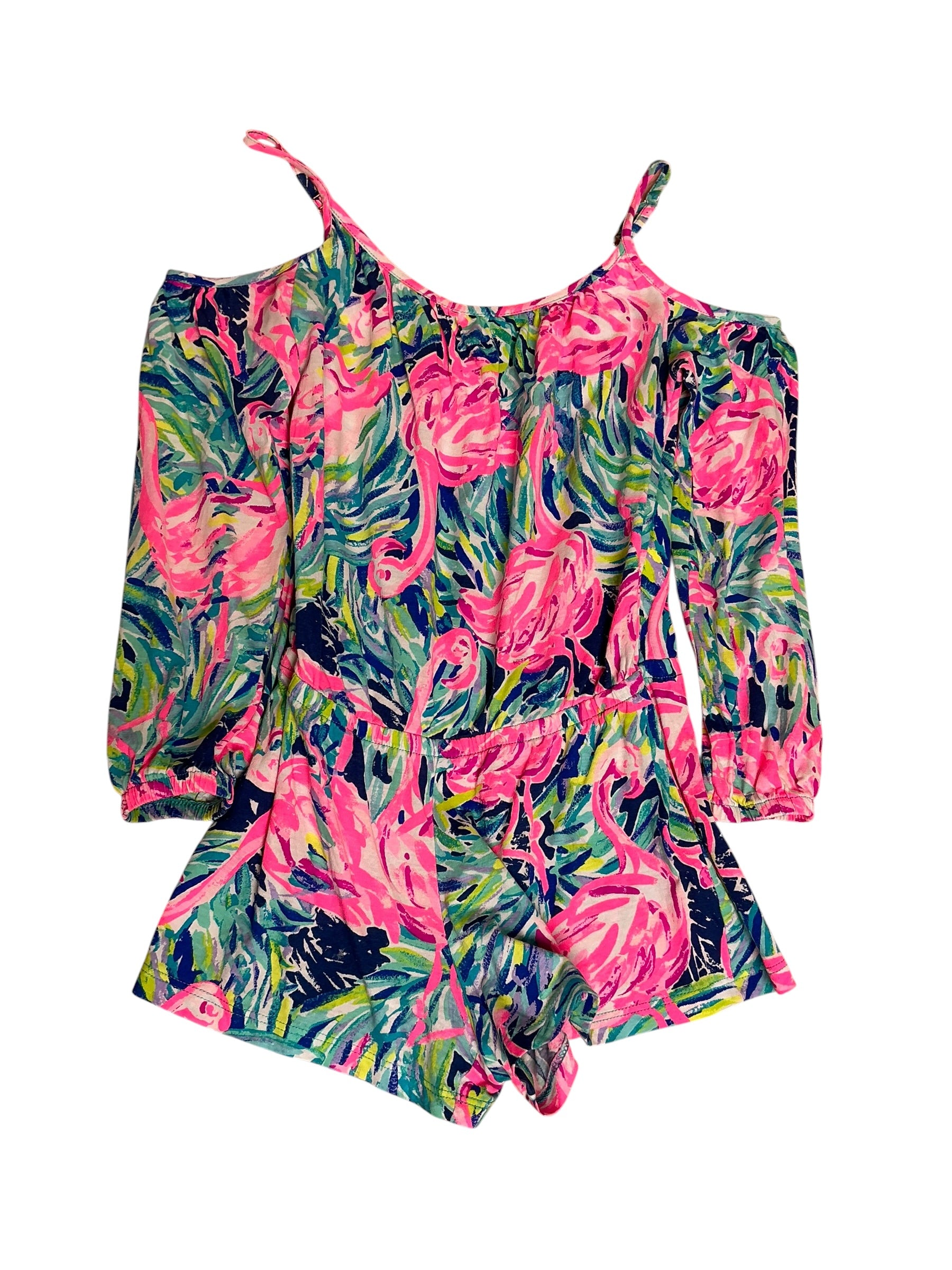 Lilly Pulitzer Girls Mini Candice Romper Flamenco Beach - Size M