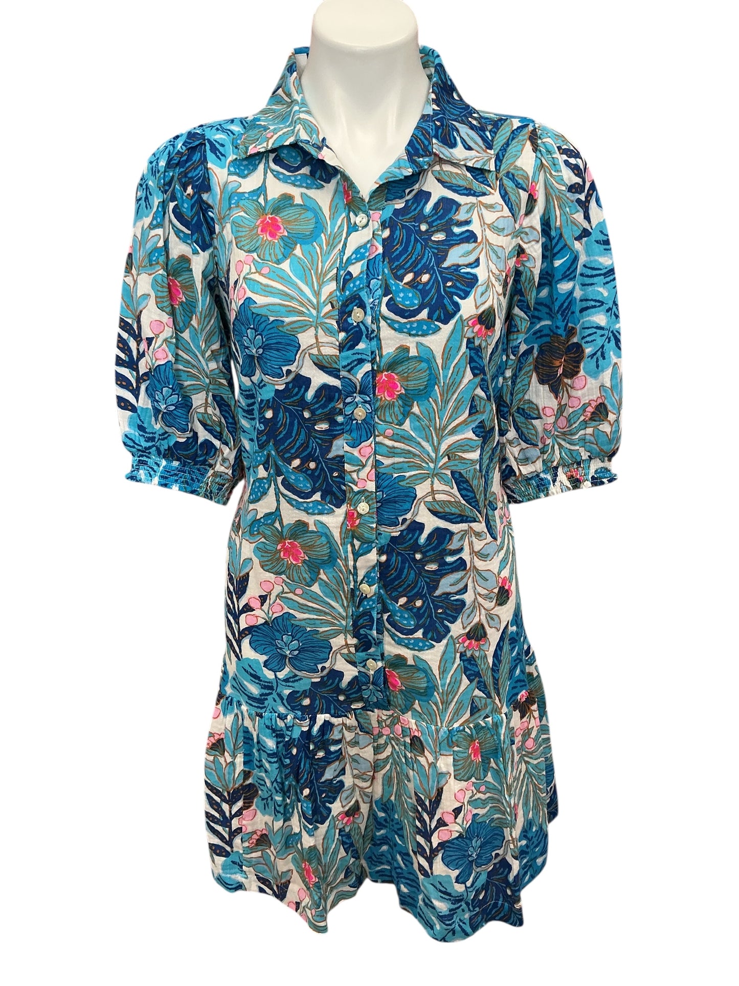 Lilly Pulitzer NWT Brett Dress Breezy Aqua Best Fronds Forever - Size 2
