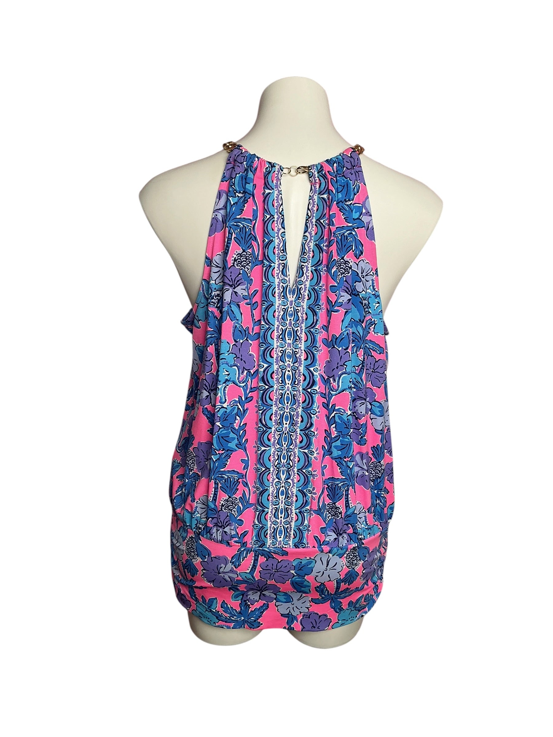 Lilly Pulitzer NWT Bowen Halter Top Soleil Pink Palm Paradise Engineered - Size M
