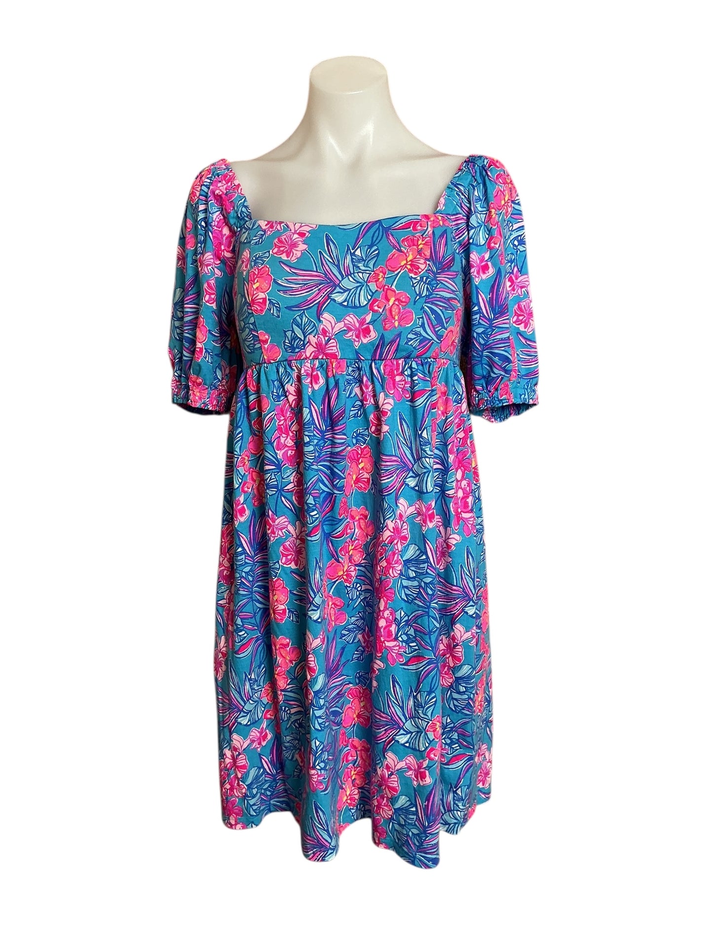 Lilly Pulitzer Delaney Short Sleeve Dress - Cumulus Blue Orchid Oasis - Size 6