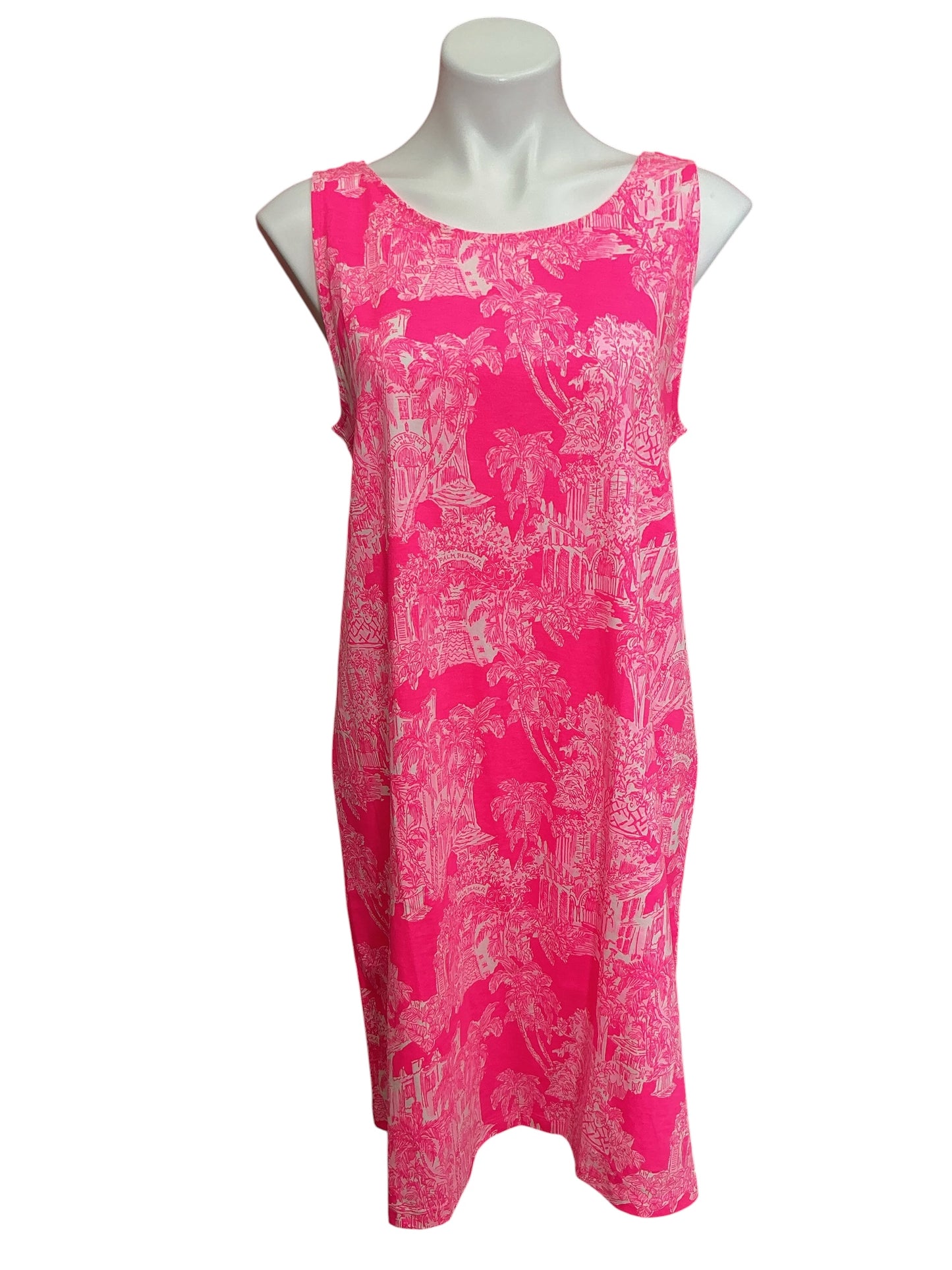Lilly Pulitzer Kristen Swing Dress Roxie Pink Palm Beach Anniversary Toile - Size L