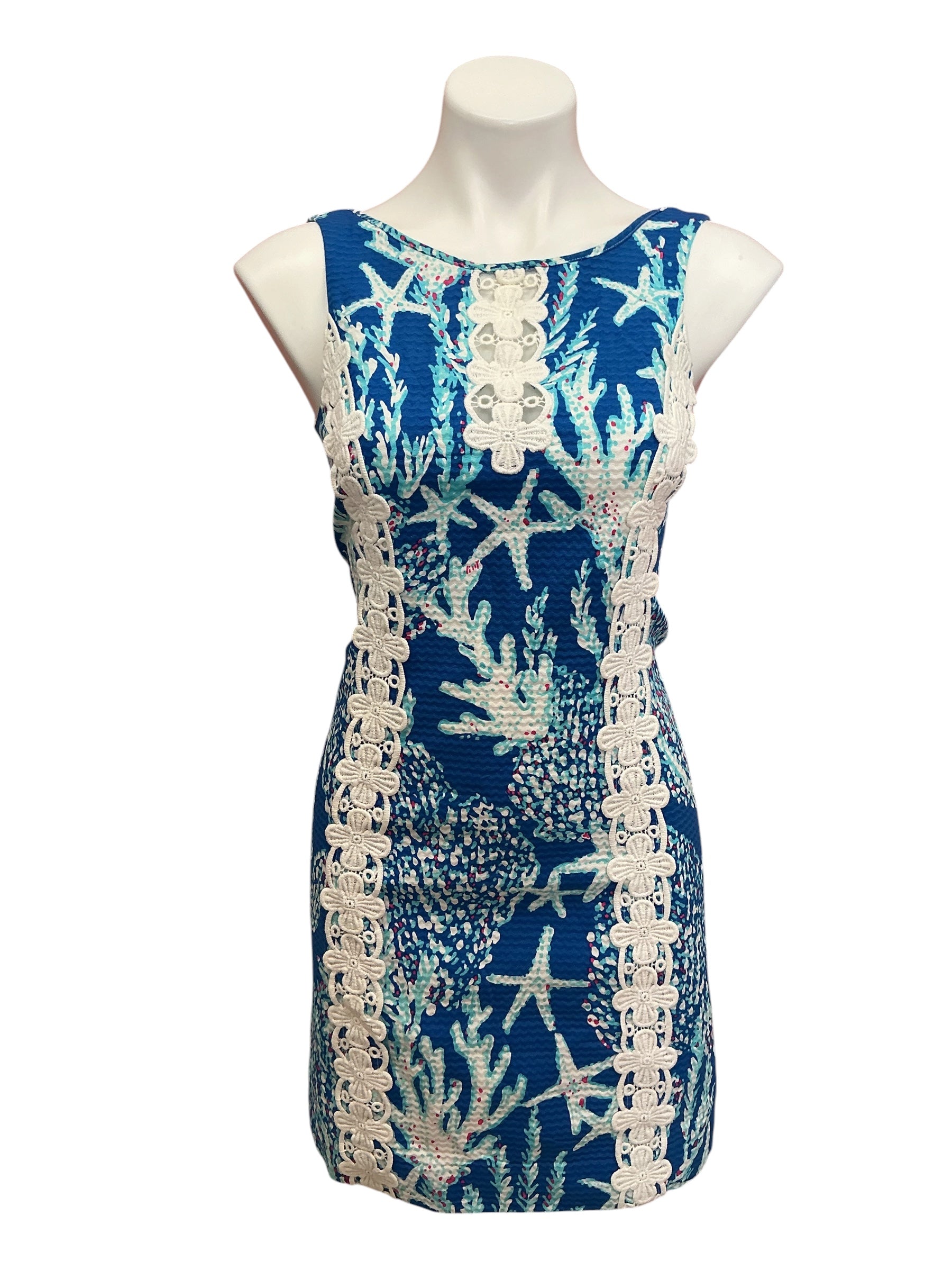 Lilly Pulitzer Ember Sleeveless Shift Dress Brewster Blue Good Reef - Size 4