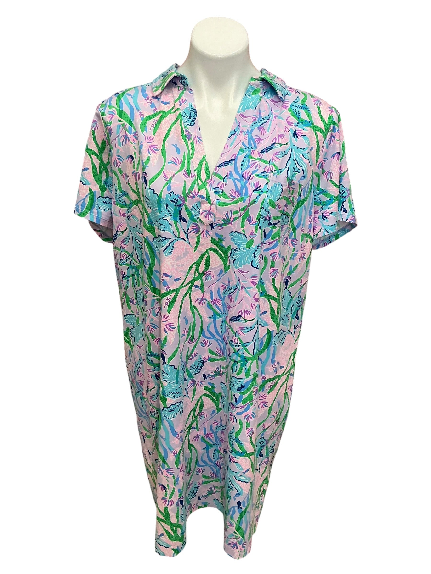 Lilly Pulitzer NWT Dune UPF 50+ Short Sleeve Dress Multi Seacret Escape - Size XXL