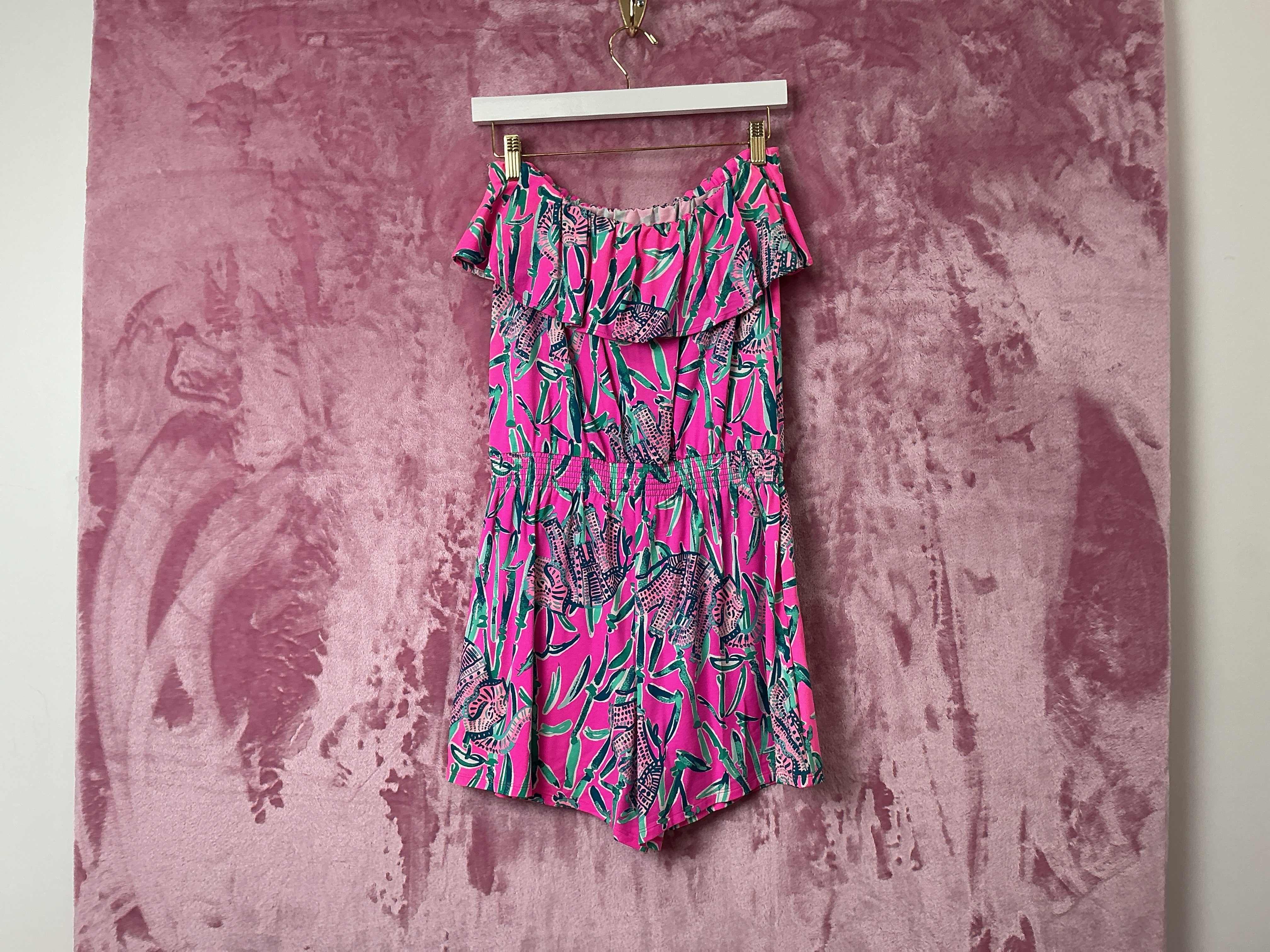 Lilly Pulitzer NWT Anja Romper Mandevilla Pink Extra Lucky - Size S