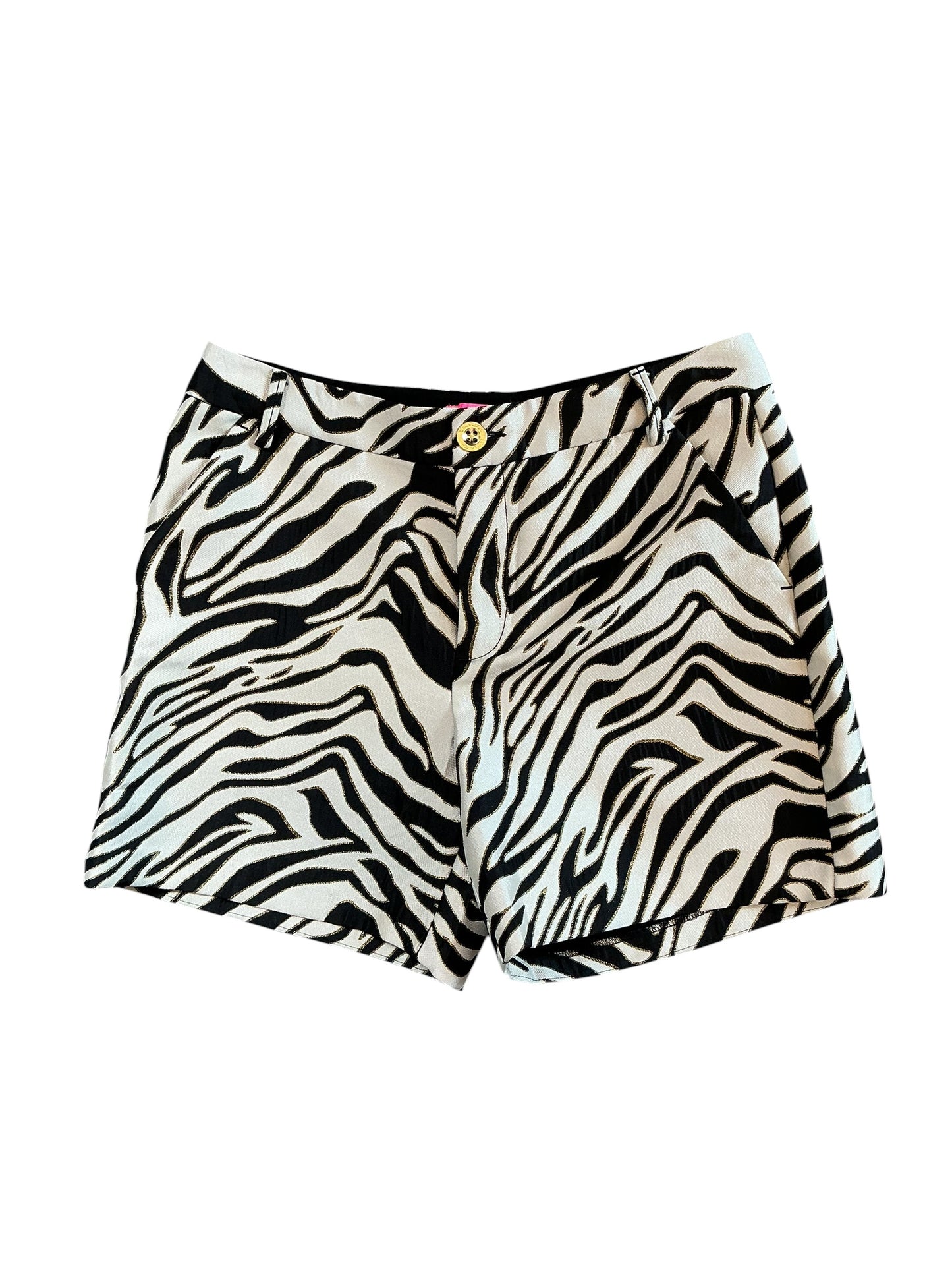 Lilly Pulitzer NWT Gretchen High Rise Shorts - Black Zebra Jacquard - Size 2