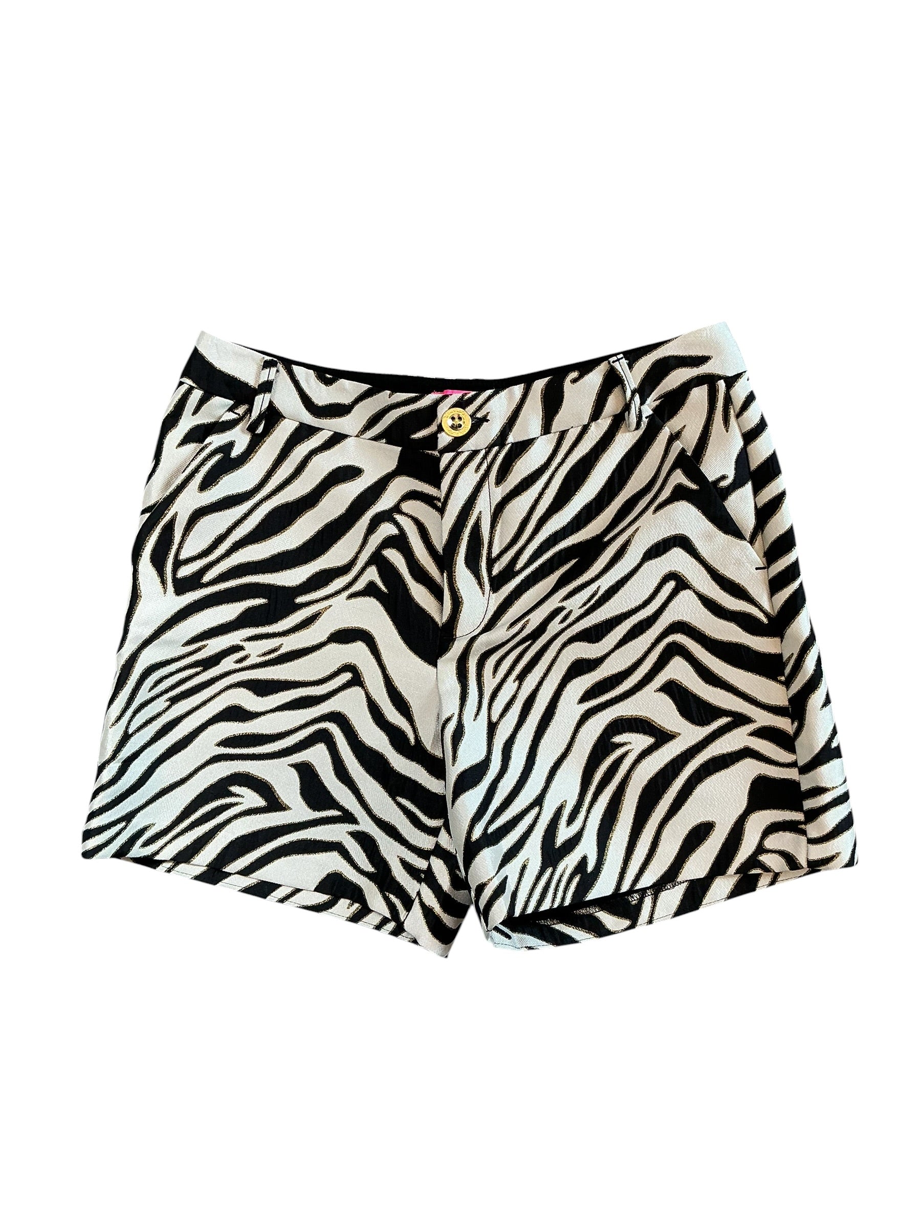 Lilly Pulitzer NWT Gretchen High Rise Shorts - Black Zebra Jacquard - Size 2