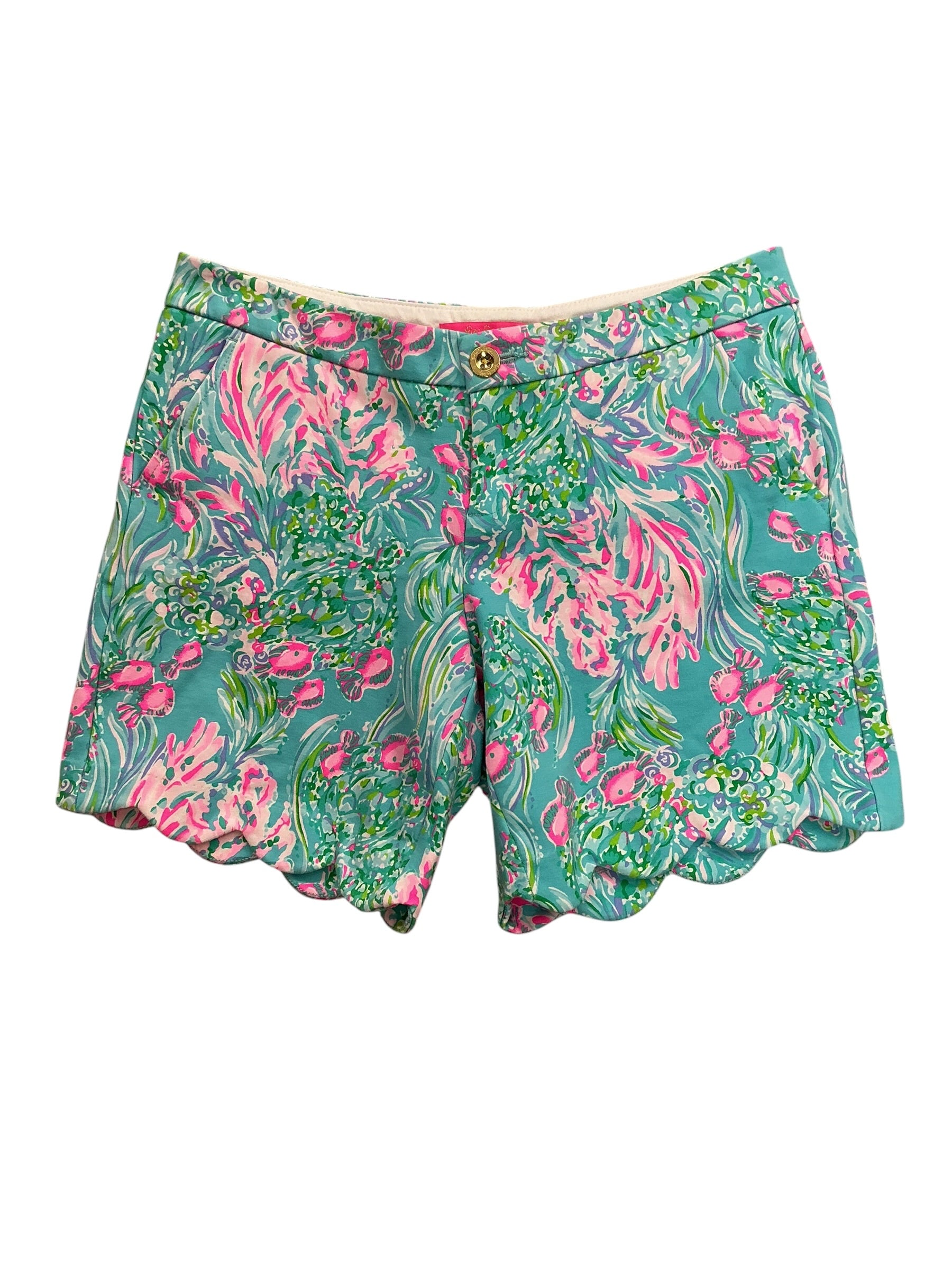 Lilly Pulitzer Buttercup Shorts Amalfi Blue Leaf It Wild - Size 6