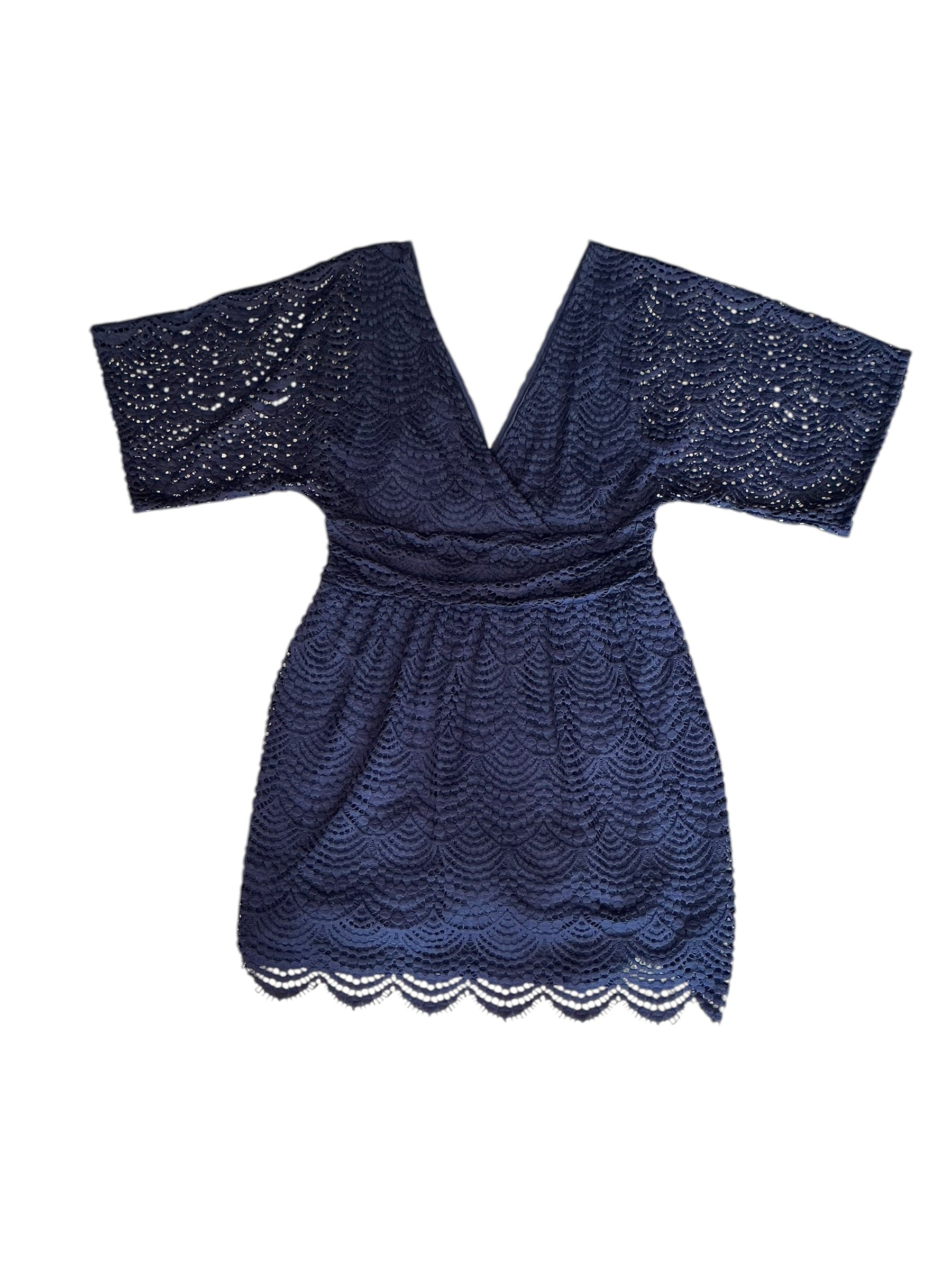 Lilly Pulitzer NWT Parigi Skort Romper True Navy Scalloped Shell Lace - Size M