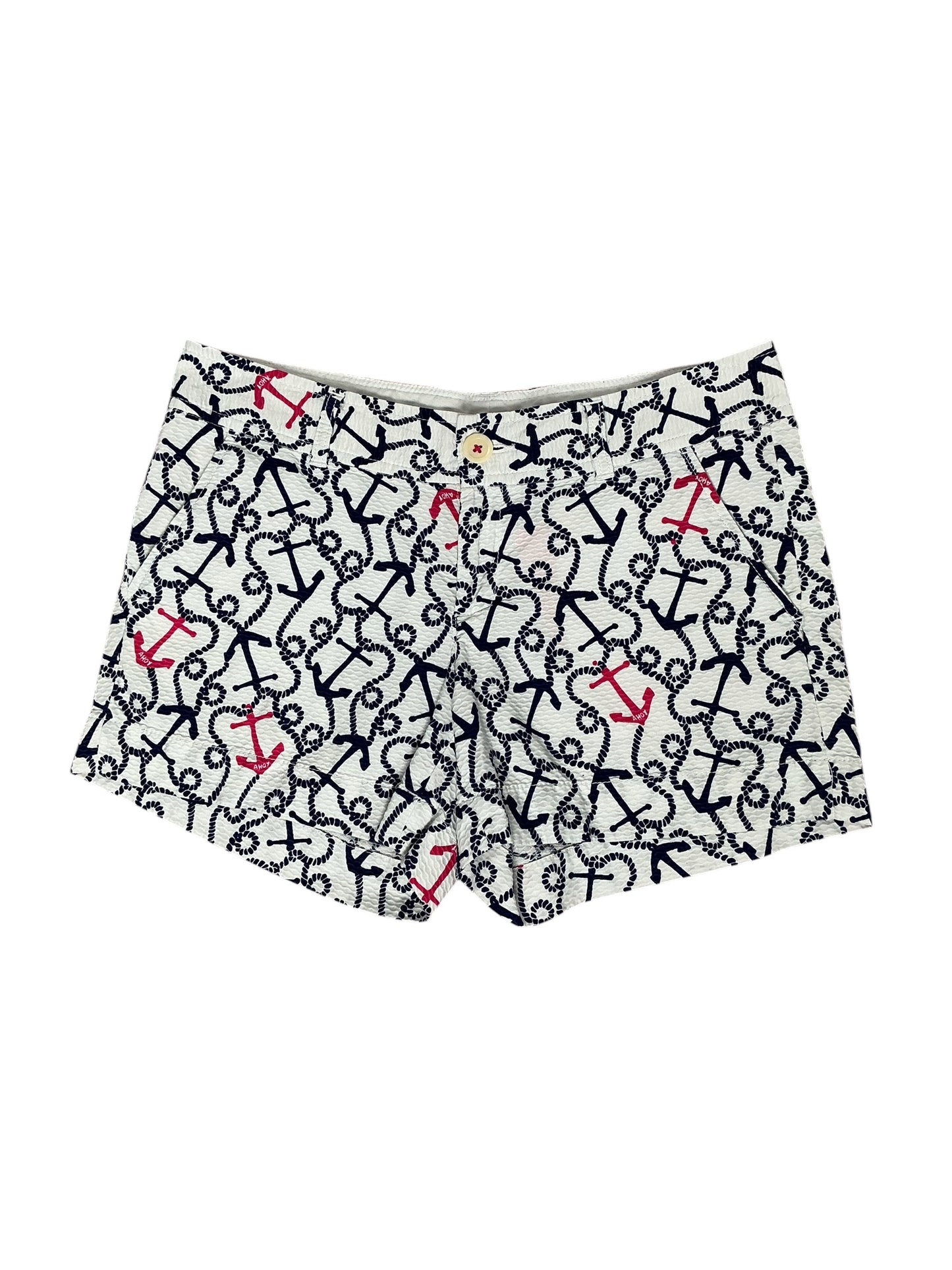 Lilly Pulitzer Callahan Shorts White Navy Ahoy There - Size 6