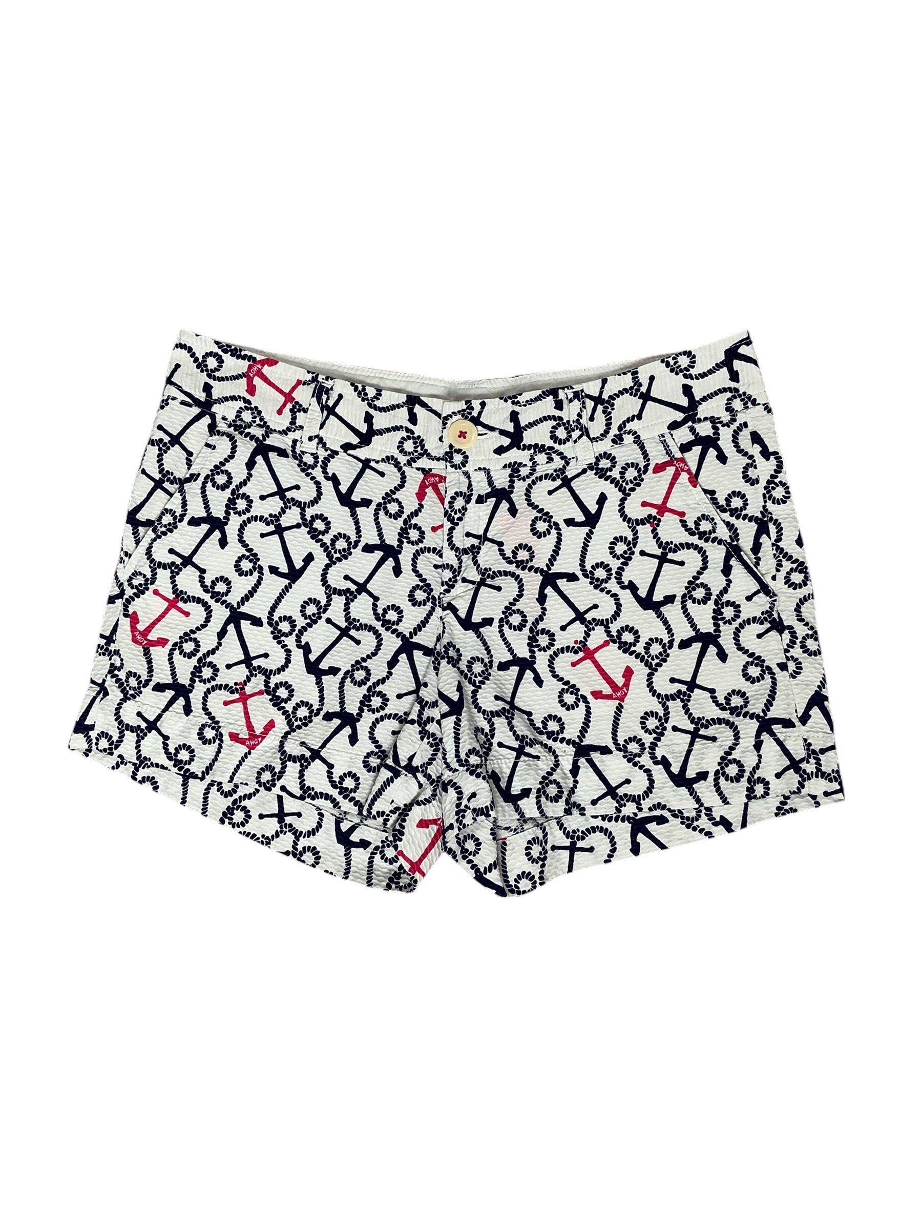 Lilly Pulitzer Callahan Shorts White Navy Ahoy There - Size 6