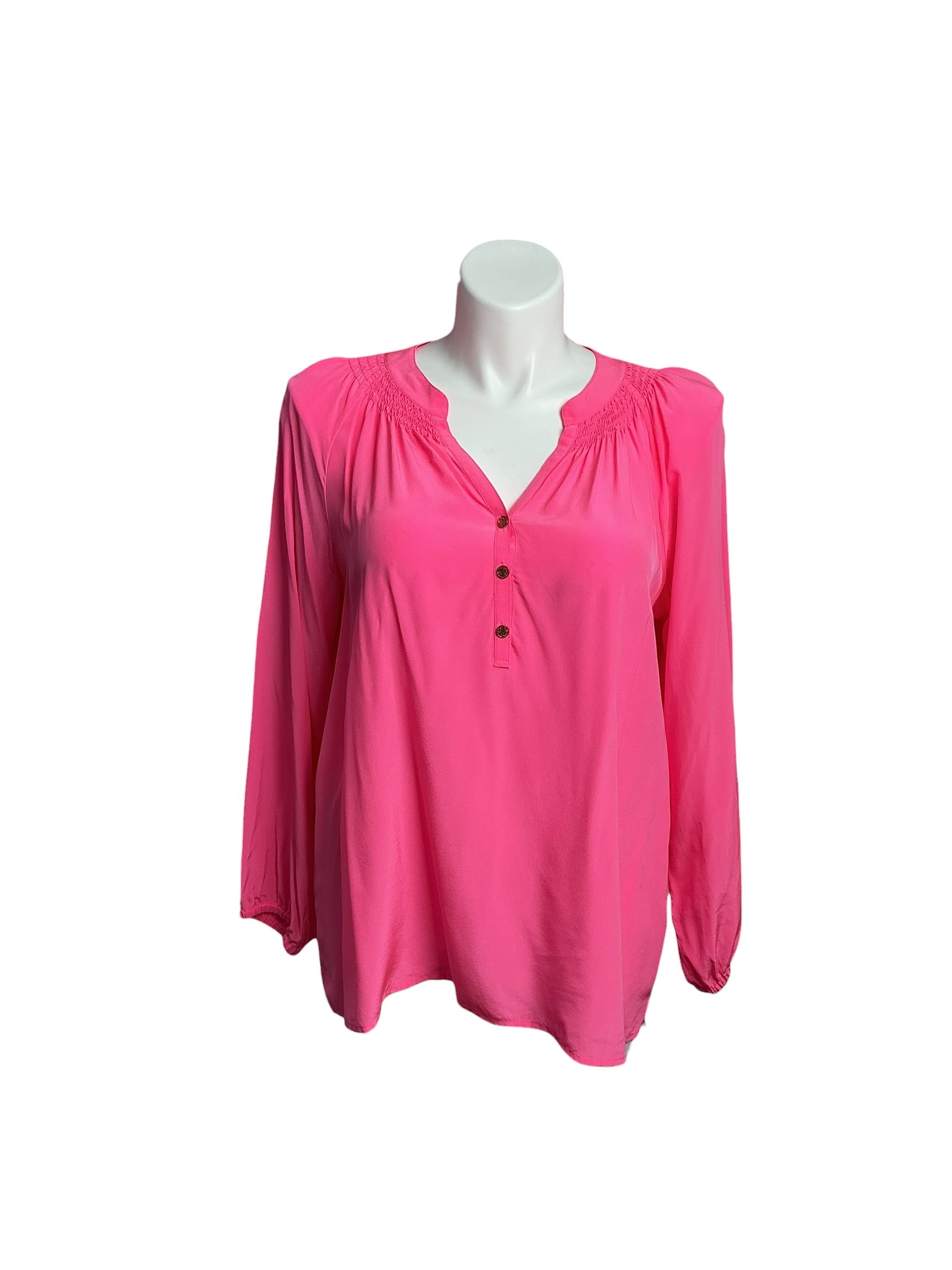 Lilly Pulitzer- Elsa Silk Top Parigi Pink Size XL
