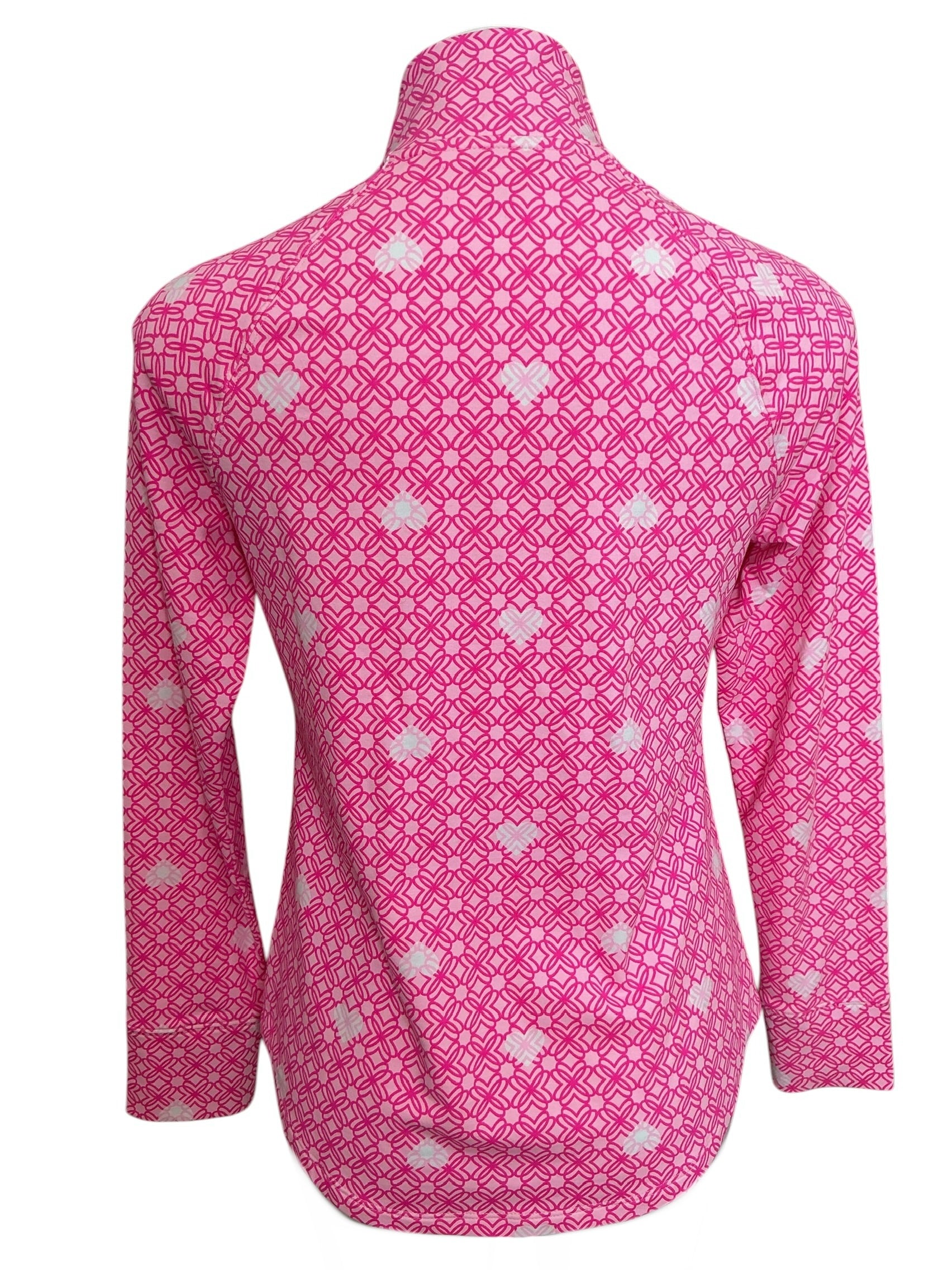 Lilly Pulitzer UPF 50+ Skipper Popover Passion Fruit Pink Fluttering Hearts - Size XS