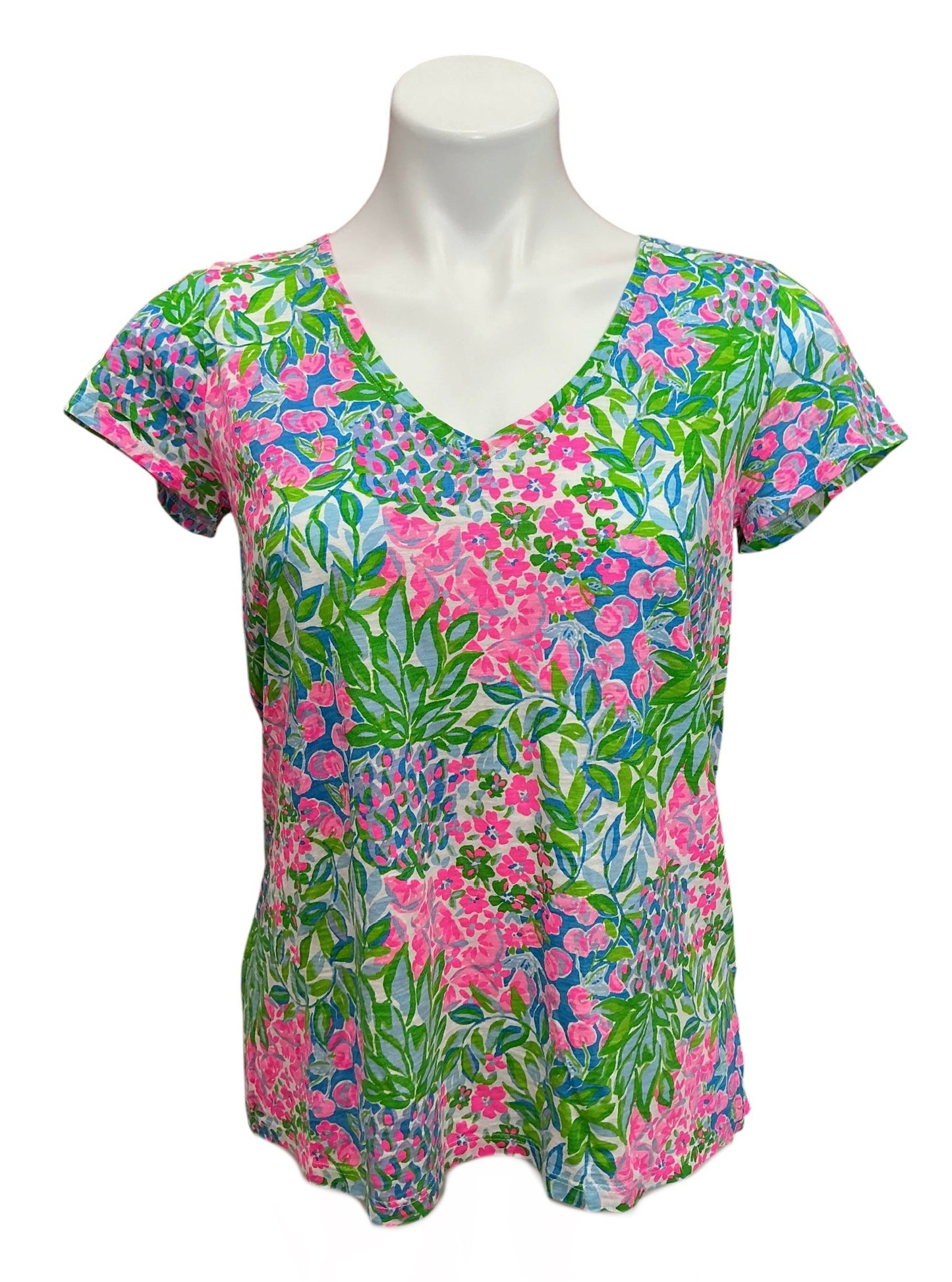 Lilly Pulitzer Etta V Neck Too Multi A Cherry On Top - Size S