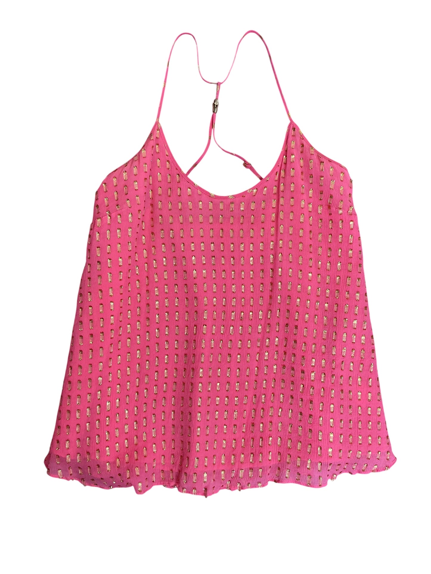Lilly Pulitzer Maisy Tank Top Pucker Pink Metallic Clip - Size XS