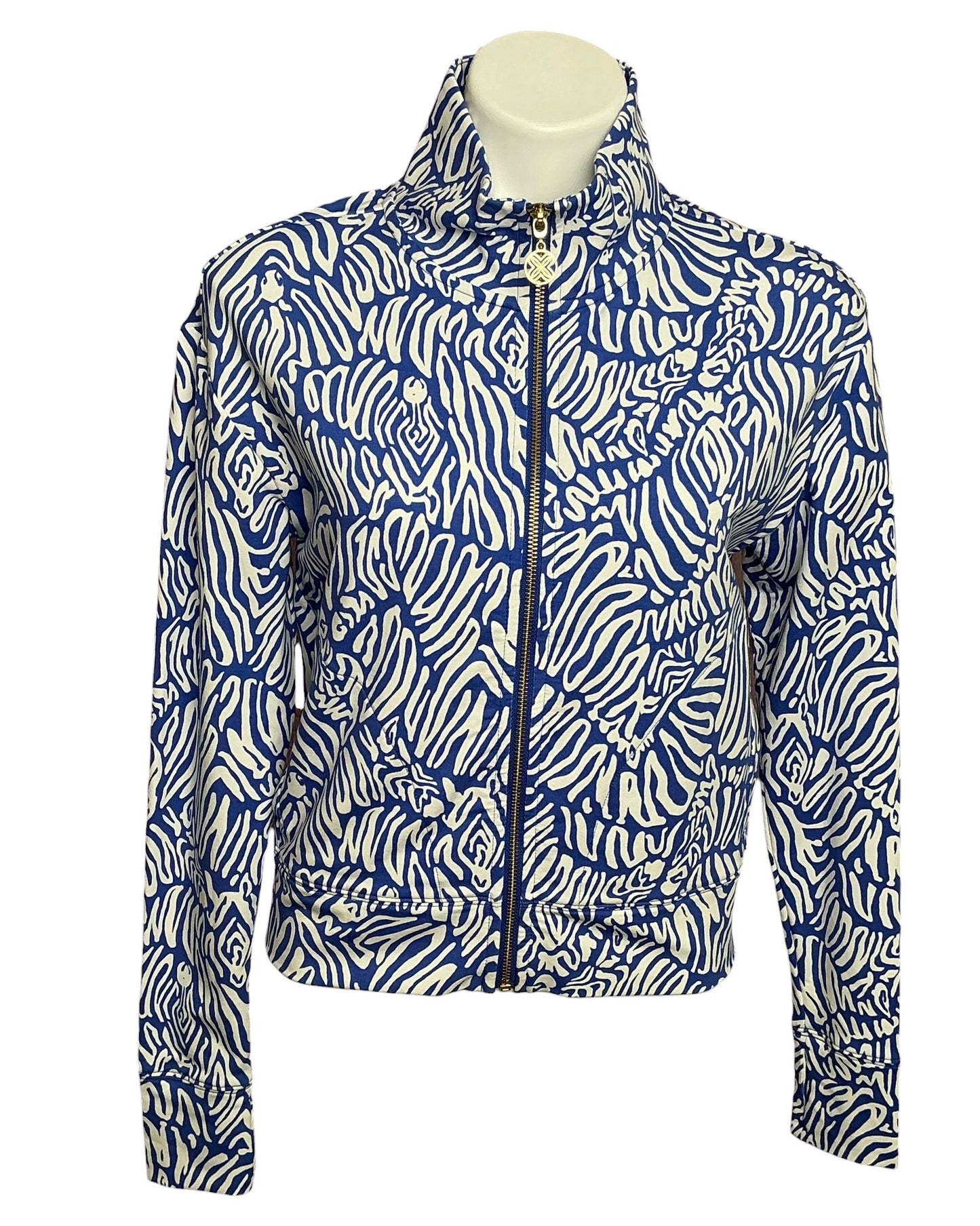 Lilly Pulitzer UPF 50+ Eleni Pullover Starlight Navy Proud As A Peacock Stripe - Size XXS