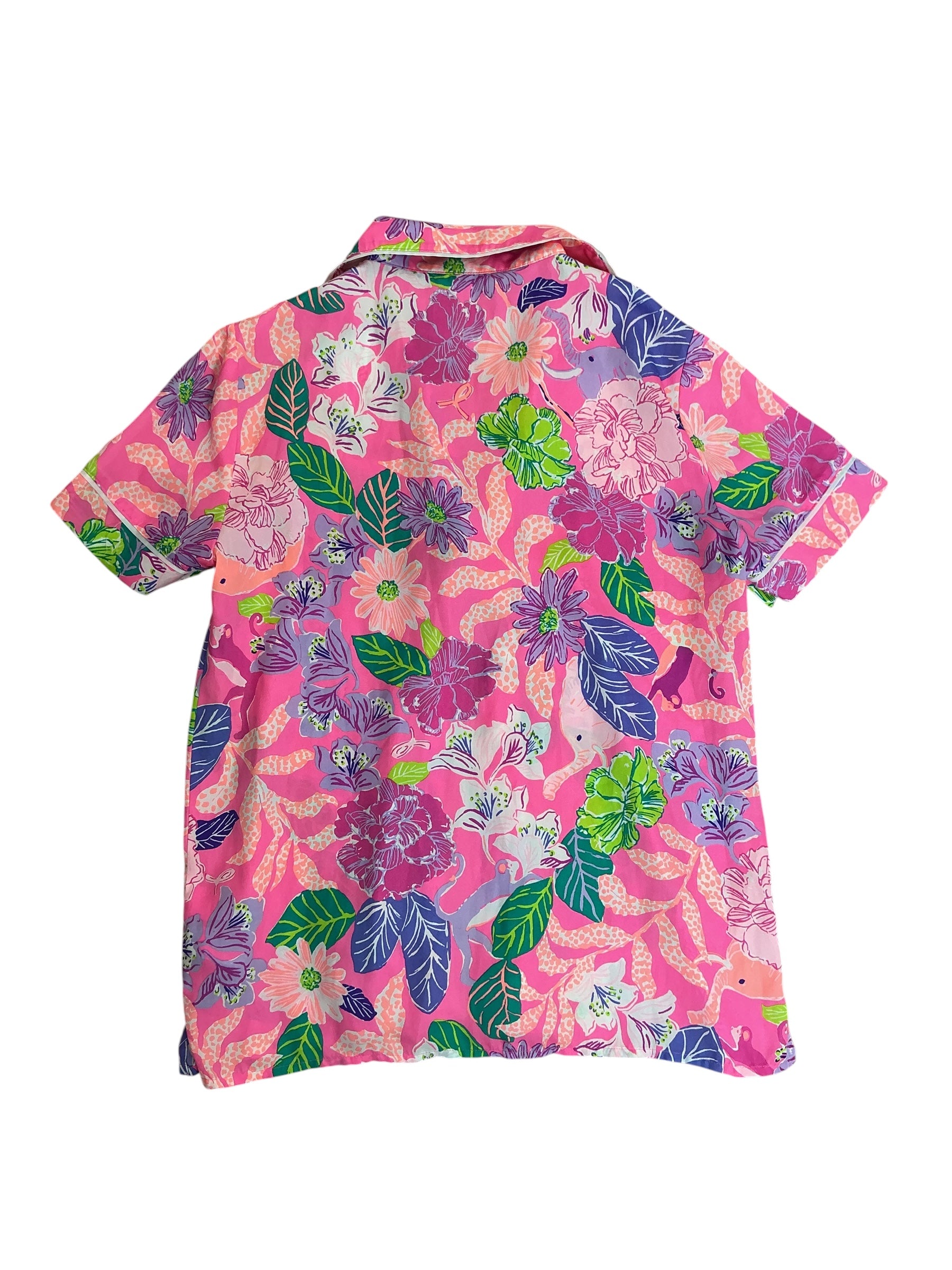 Lilly Pulitzer Teagan PJ Woven Top Pink Isle Best Of Friends - Size XXS