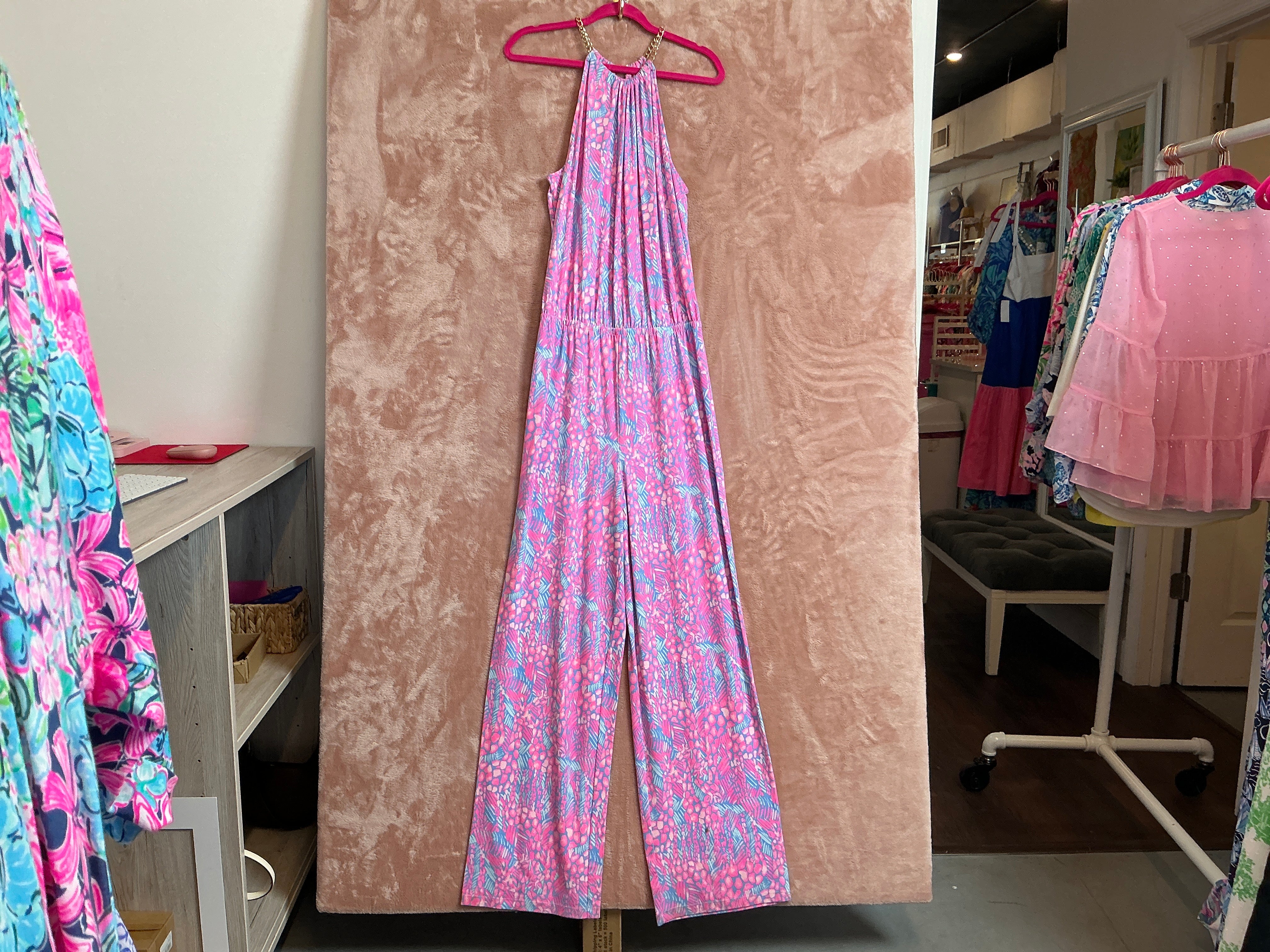 Lilly Pulitzer NWT Bowen Jumpsuit Pink Sorbet High Altitude - Size M