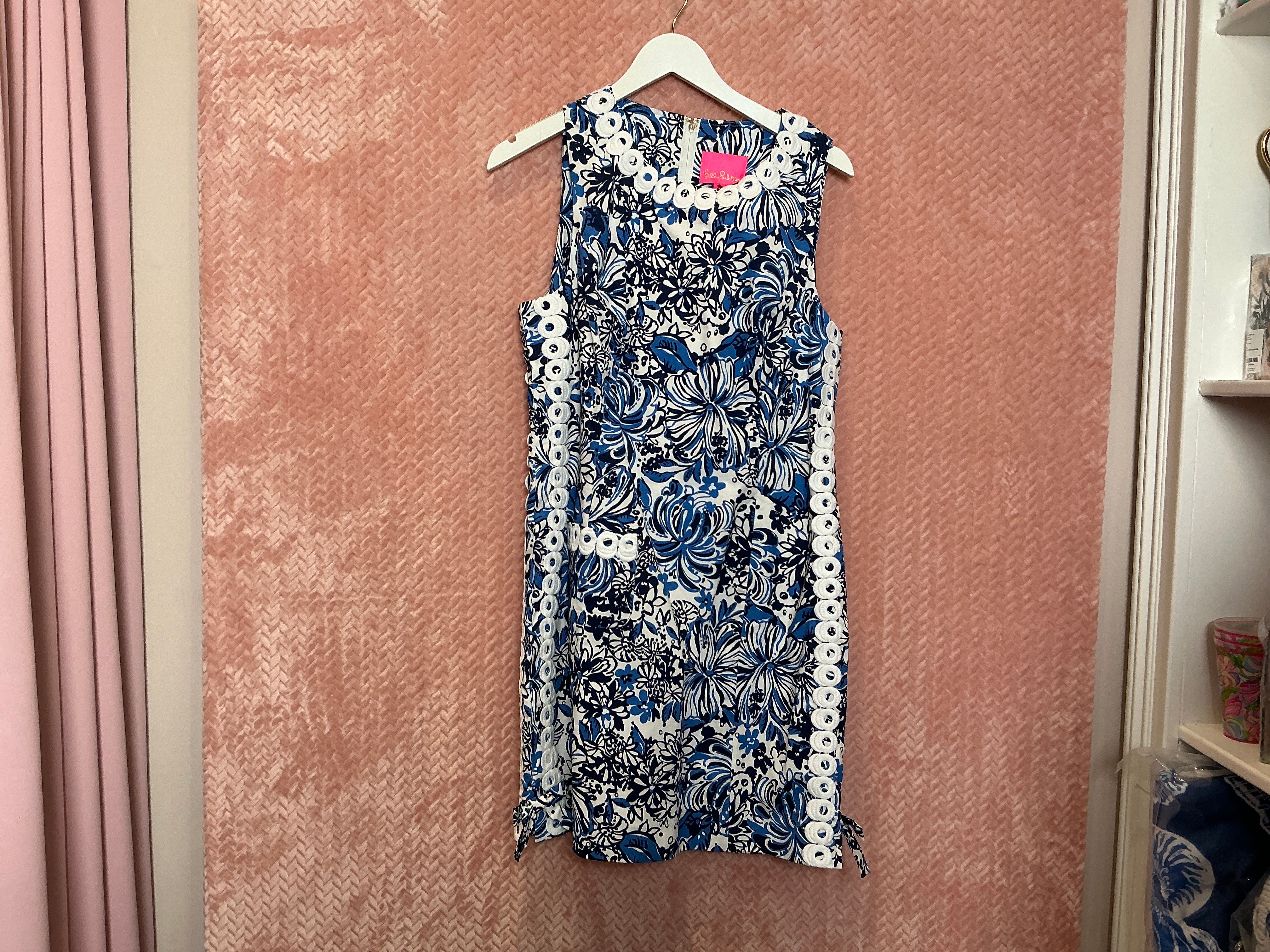 Lilly Pulitzer NWT Mila Stretch Cotton Dress Low Tide Navy Pandarama - Size 14