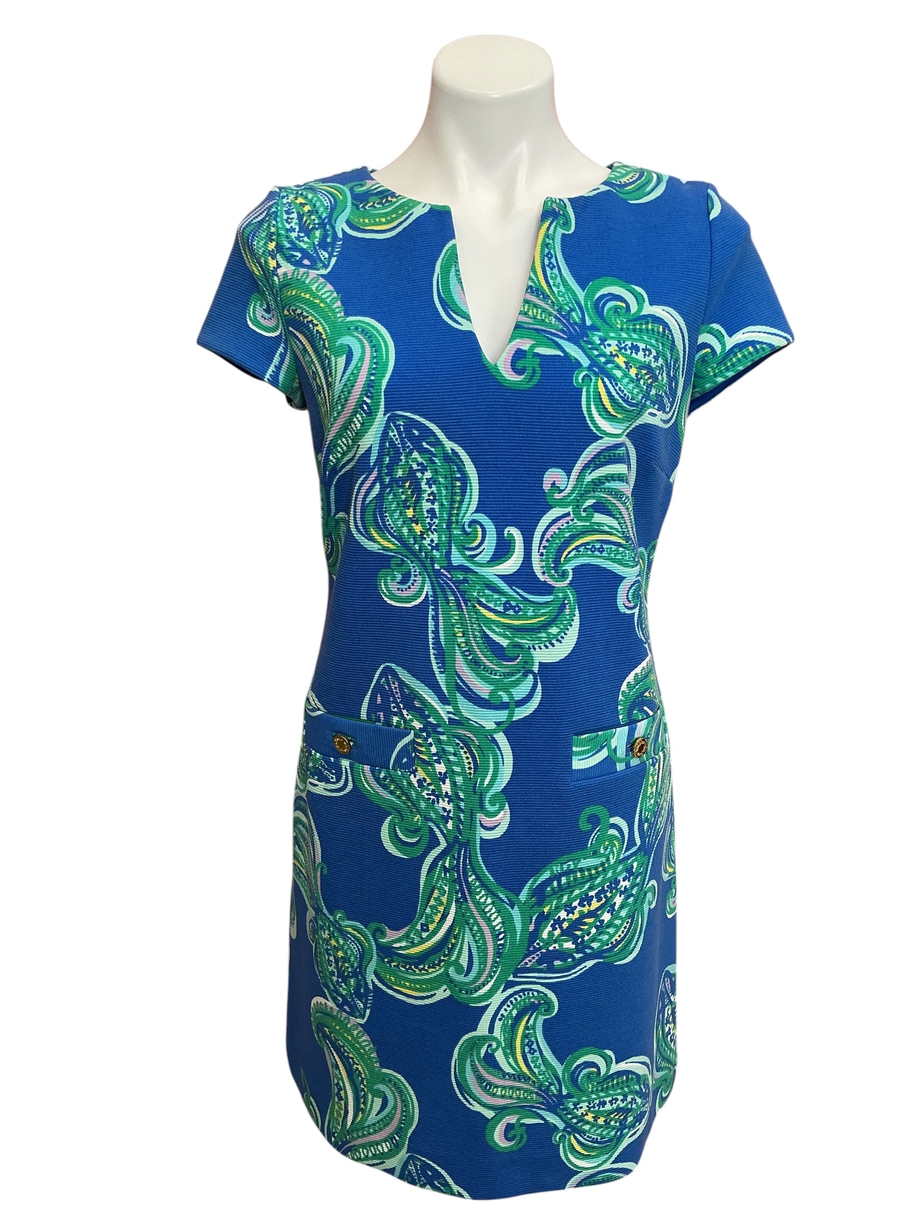 Lilly Pulitzer Layton Shift Dress Blue Crush She Got Sole - Size M
