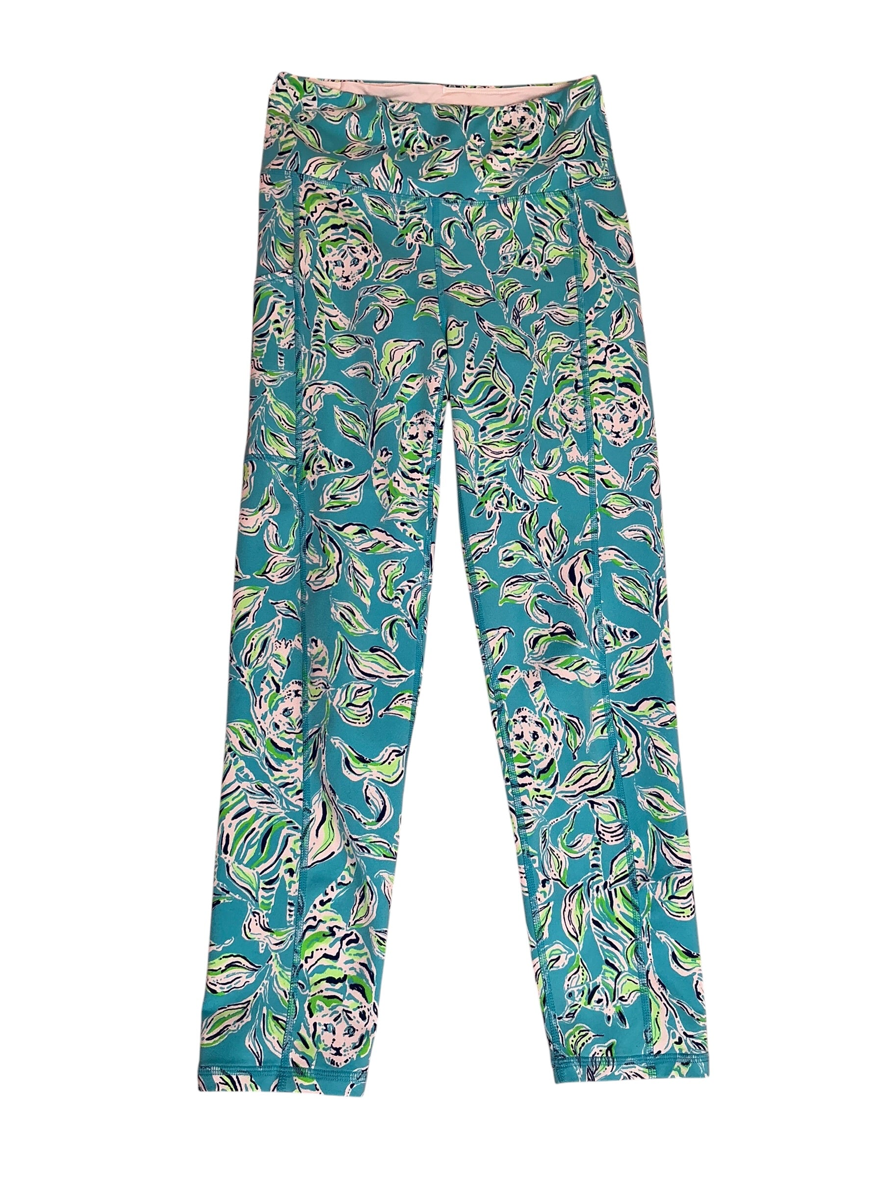 Lilly Pulitzer Weekender High Rise Midi Leggings Turquoise Oasis Outta Line - Size S