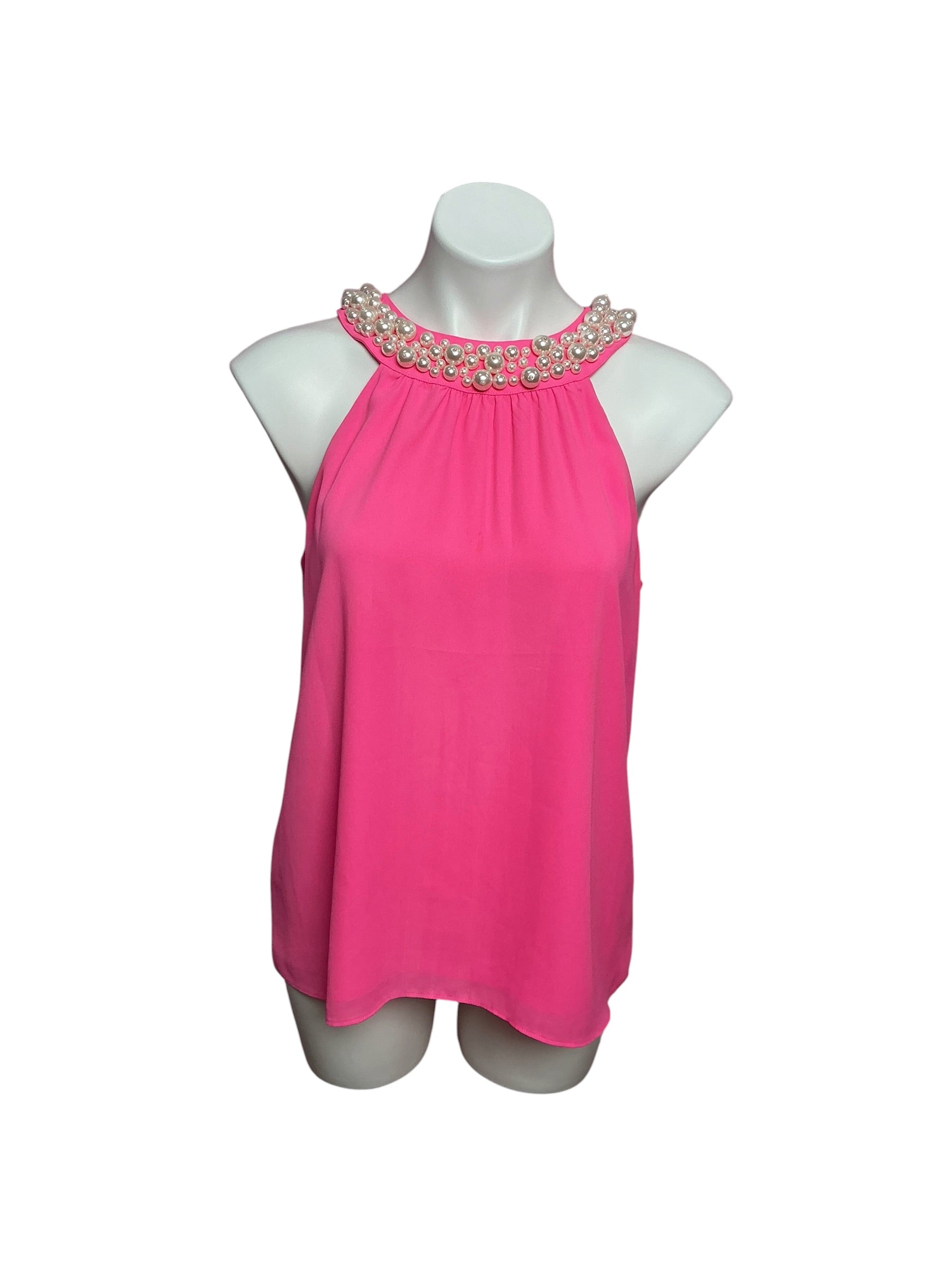 Lilly Pulitzer Shawn Beaded Halter Top Pink Tropics - Size M