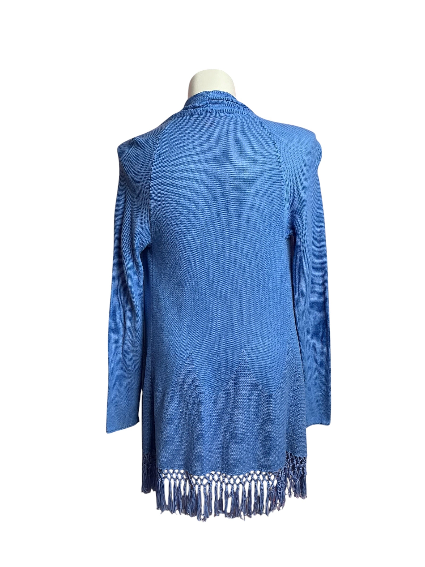 Lilly Pulitzer- Tatum Long Fringe Hem Cardigan Blue Ibiza Size M