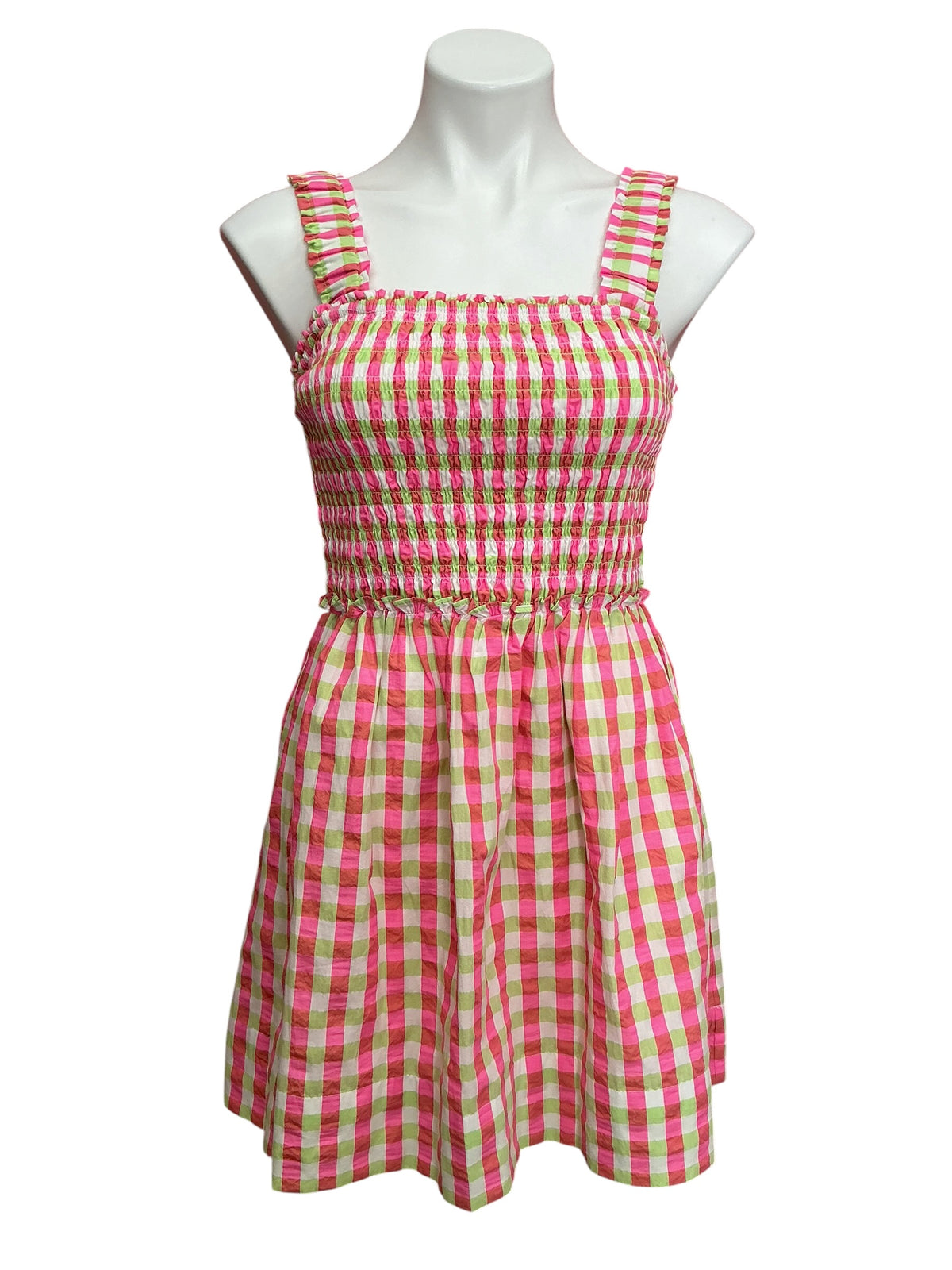 Lilly Pulitzer Hadly Skirted Romper Cherry Blossom Pink Summer Lovin Gingham - Size M