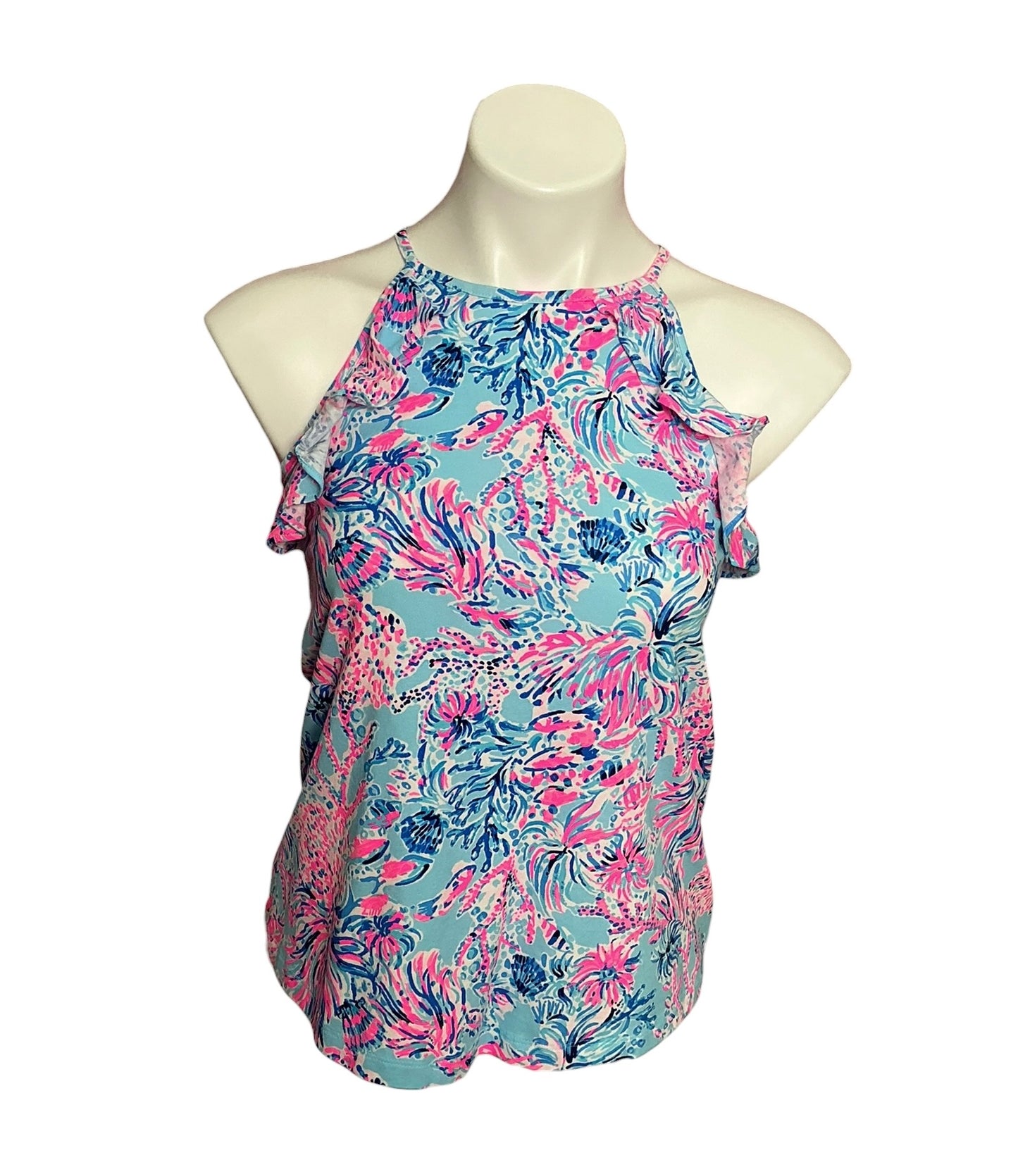 Lilly Pulitzer Billie Halter Top Celestial Blue Seek and Sea - Size XXS