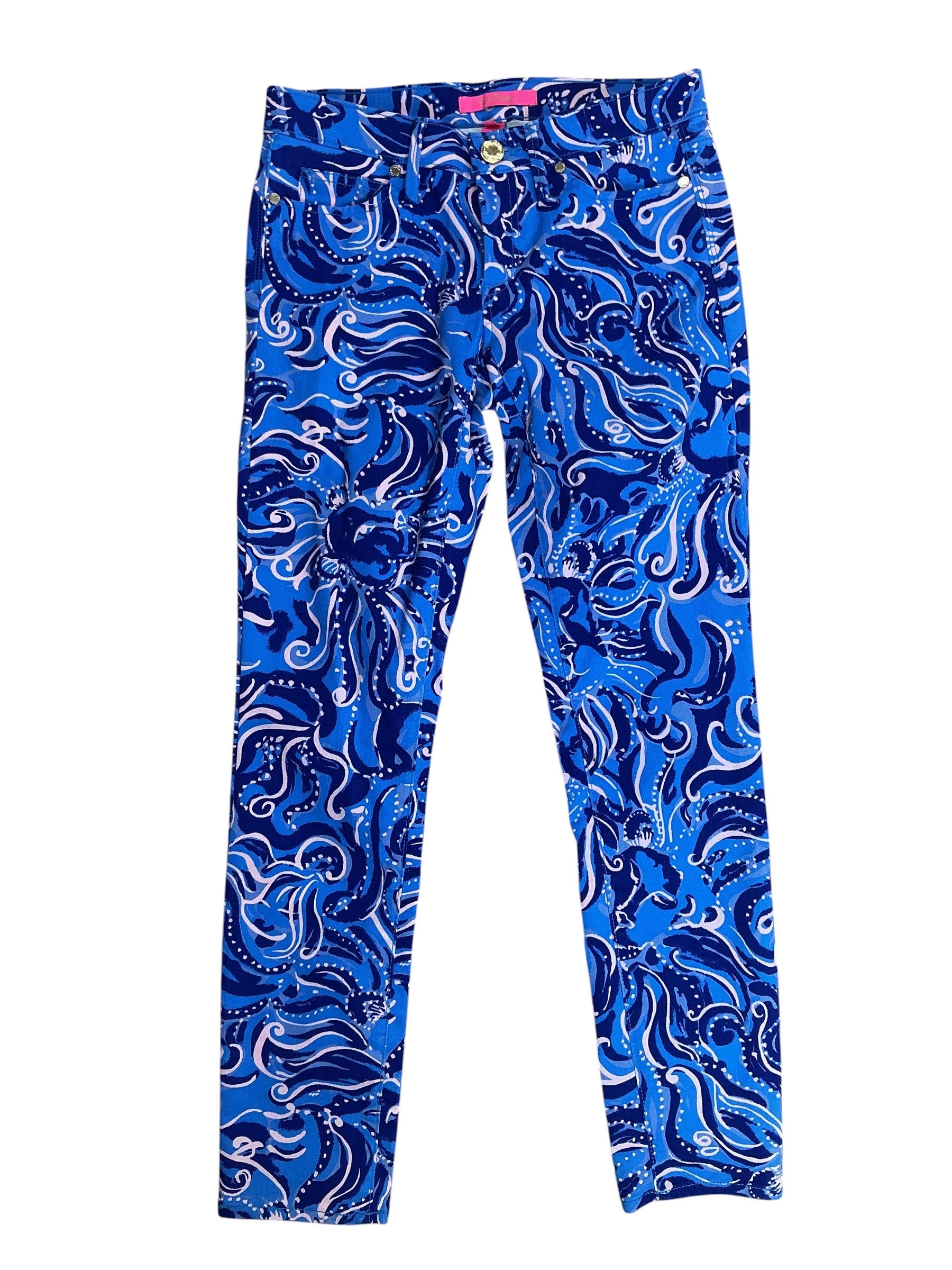 Lilly Pulitzer NWT South Ocean Skinny Crop Pants Coastal Blue Whispurr - Size 2