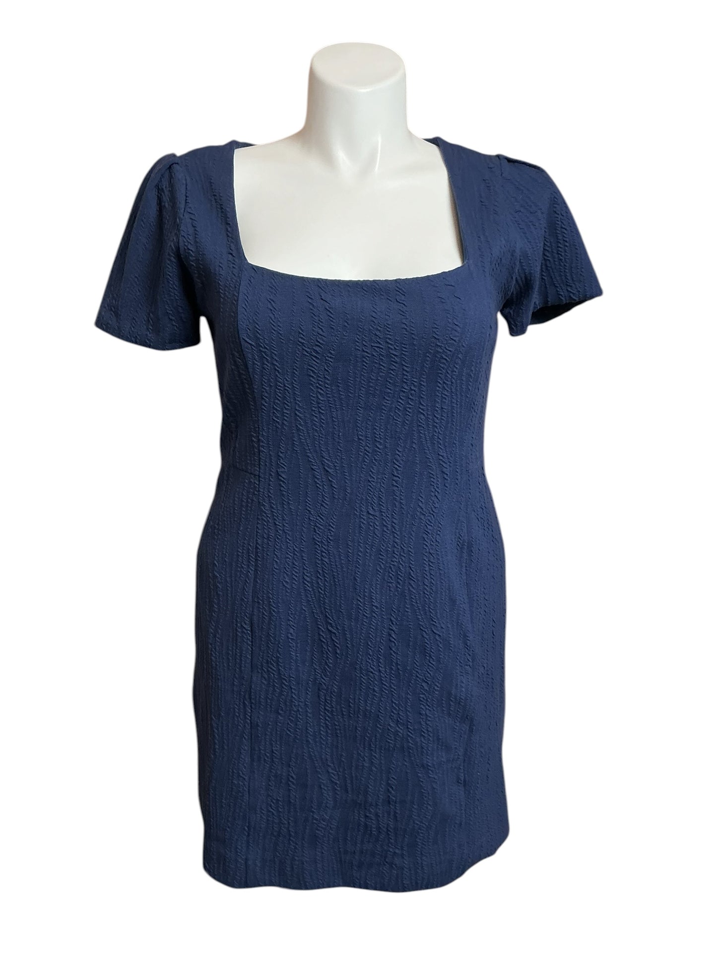 Lilly Pulitzer Brinley Stretch Shift Dress Low Tide Navy Wavy Knit Jacquard - Size L