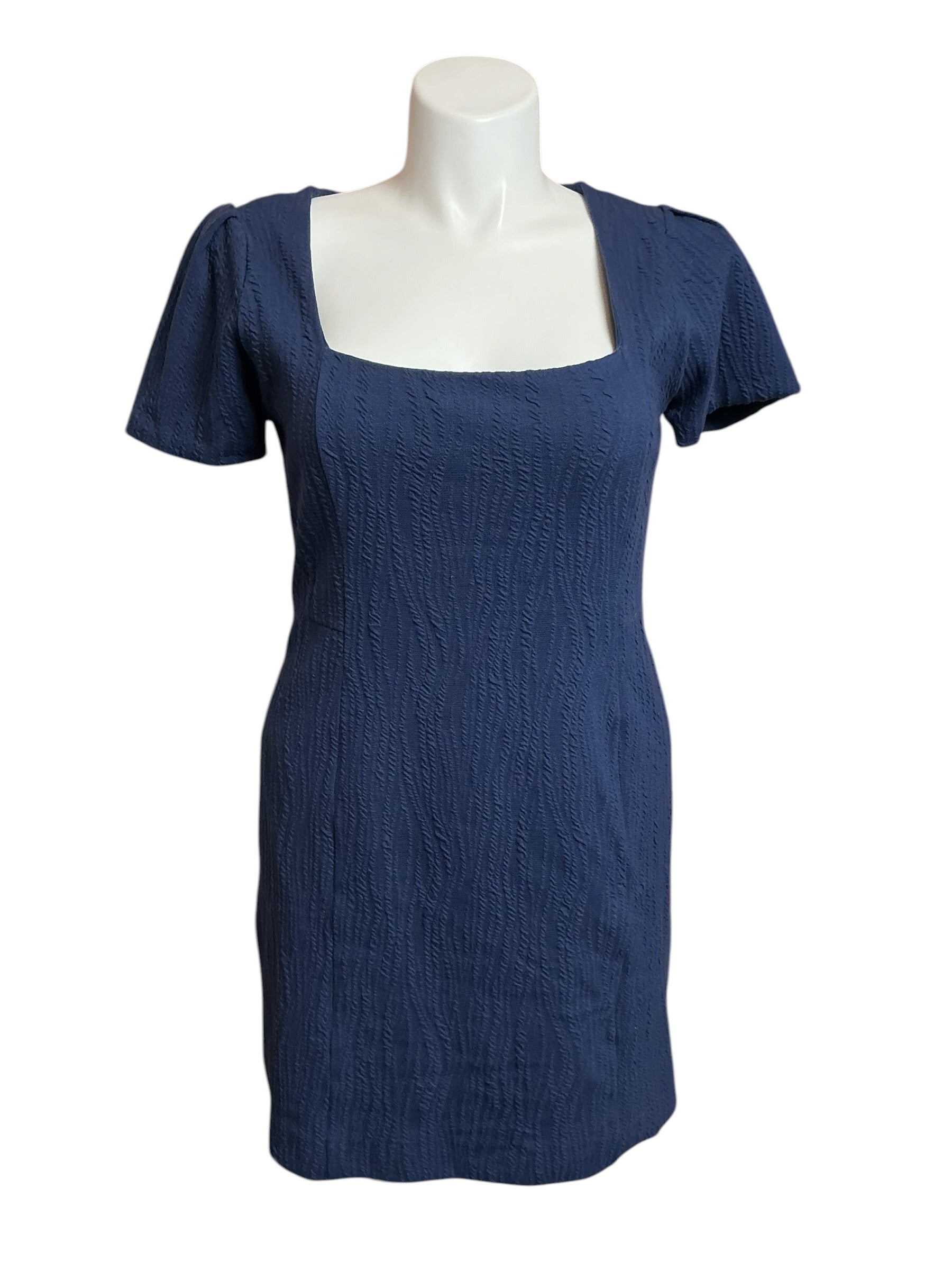 Lilly Pulitzer Brinley Stretch Shift Dress Low Tide Navy Wavy Knit Jacquard - Size L