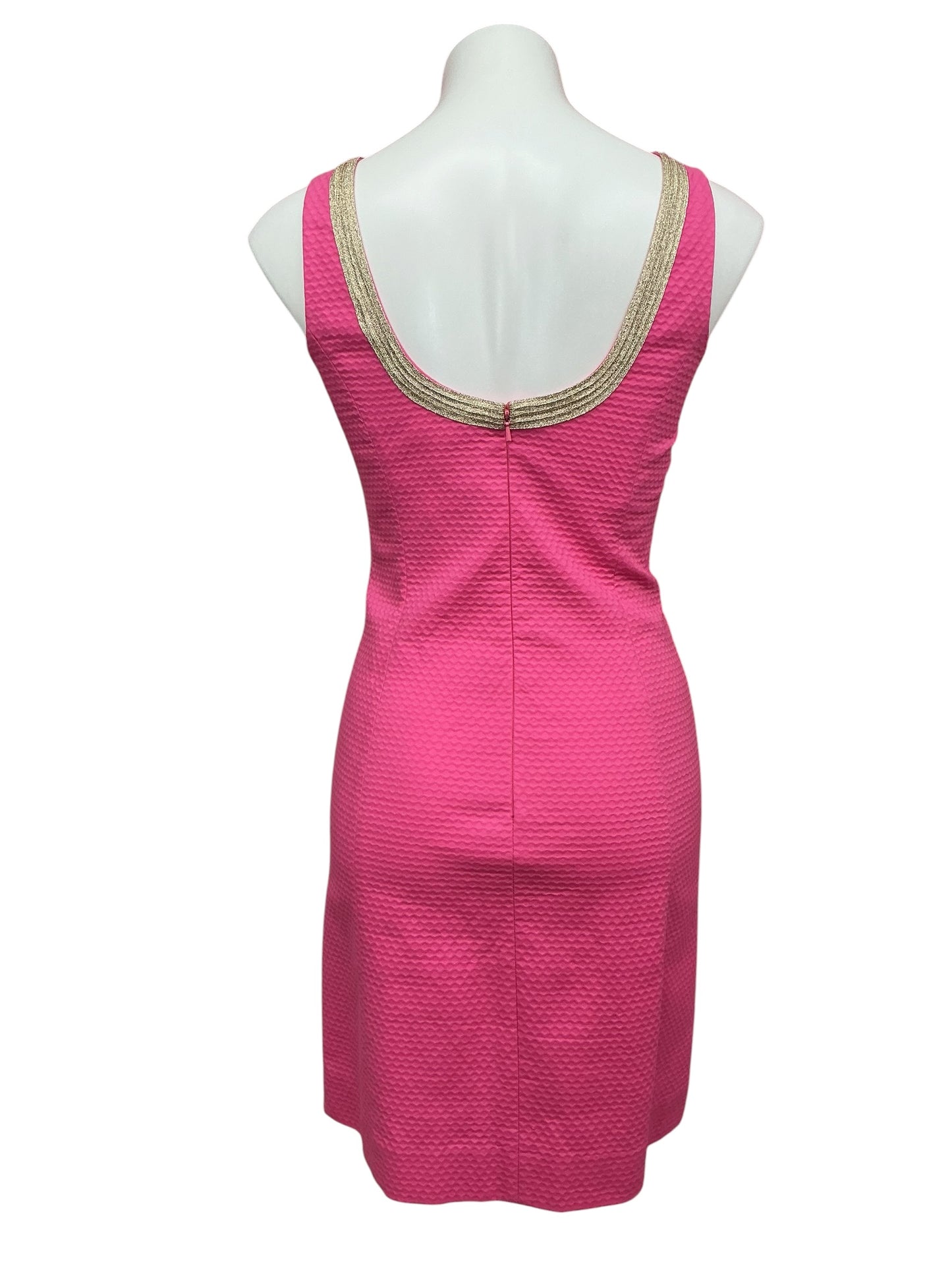 Lilly Pulitzer Janice Shift Dress Hotty Pink Gold Soutache - Size 2