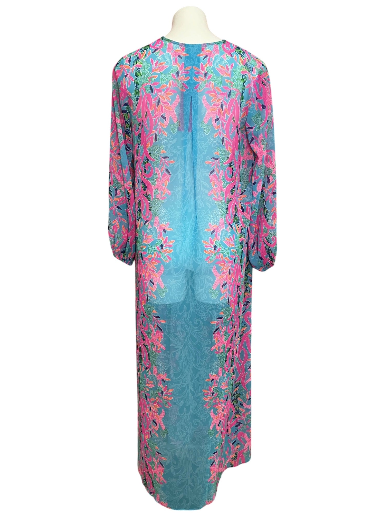 Lilly Pulitzer NWT Frey Long-Sleeve Maxi Cover Up Multi Seaweed Samba Engineered - Size XXS/XS