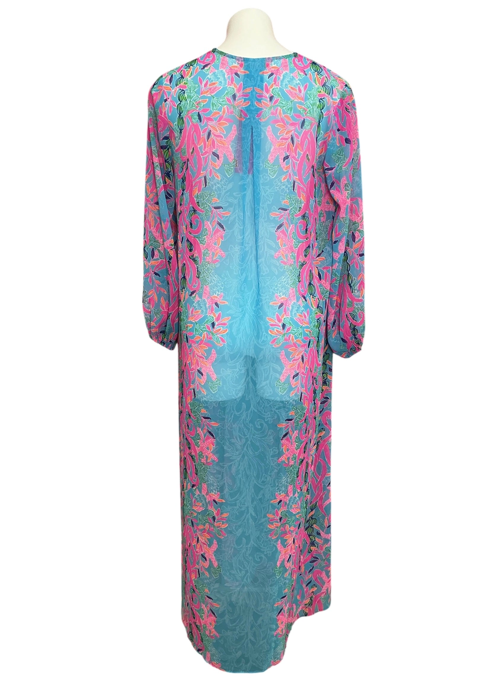 Lilly Pulitzer NWT Frey Long-Sleeve Maxi Cover Up Multi Seaweed Samba Engineered - Size XXS/XS