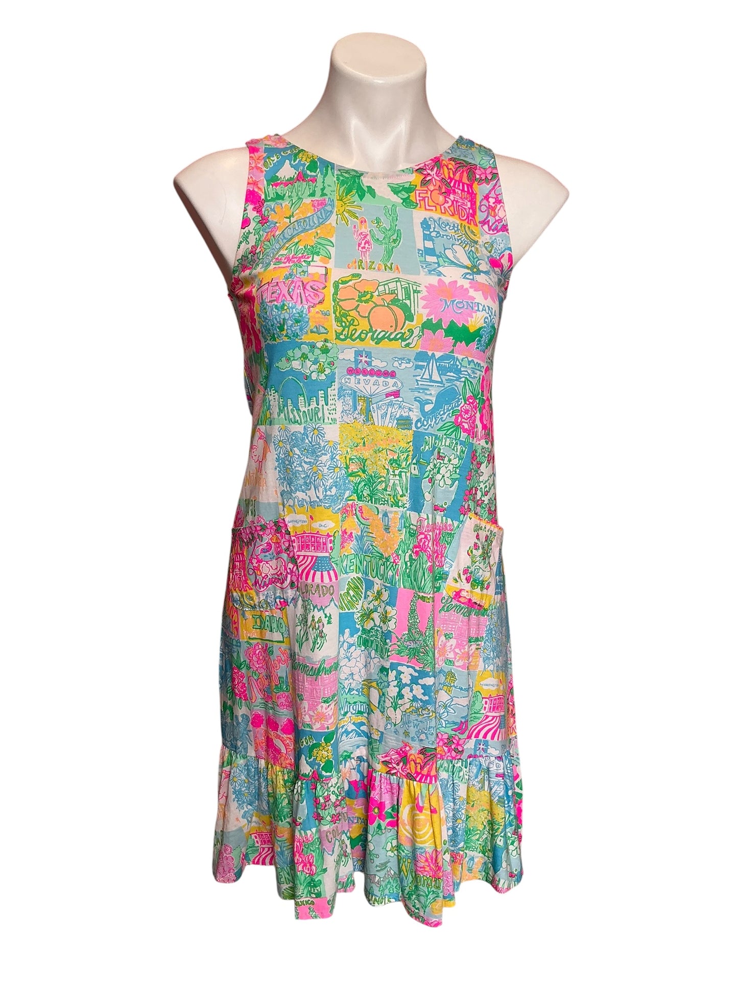 Lilly Pulitzer Kristen Flounce Dress Pop Up Lilly State of Mind - Size XXS