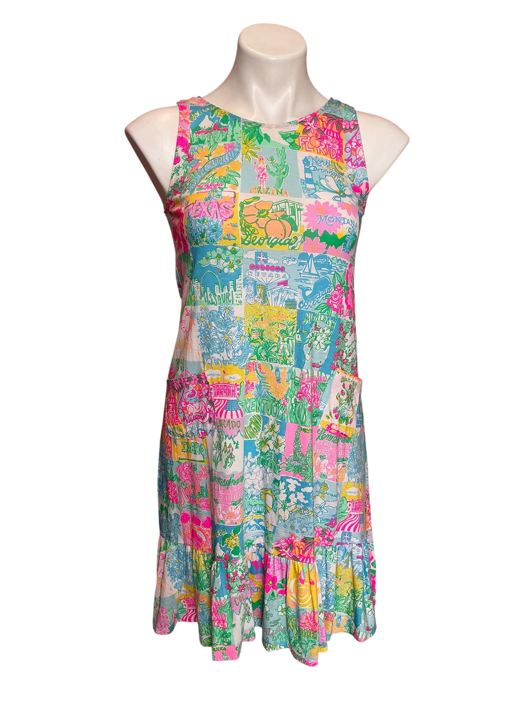 Lilly Pulitzer Kristen Flounce Dress Pop Up Lilly State of Mind - Size XXS